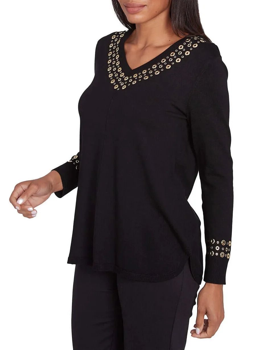 Grommet Sweater - Black
