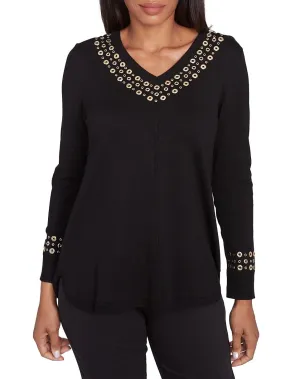 Grommet Sweater - Black