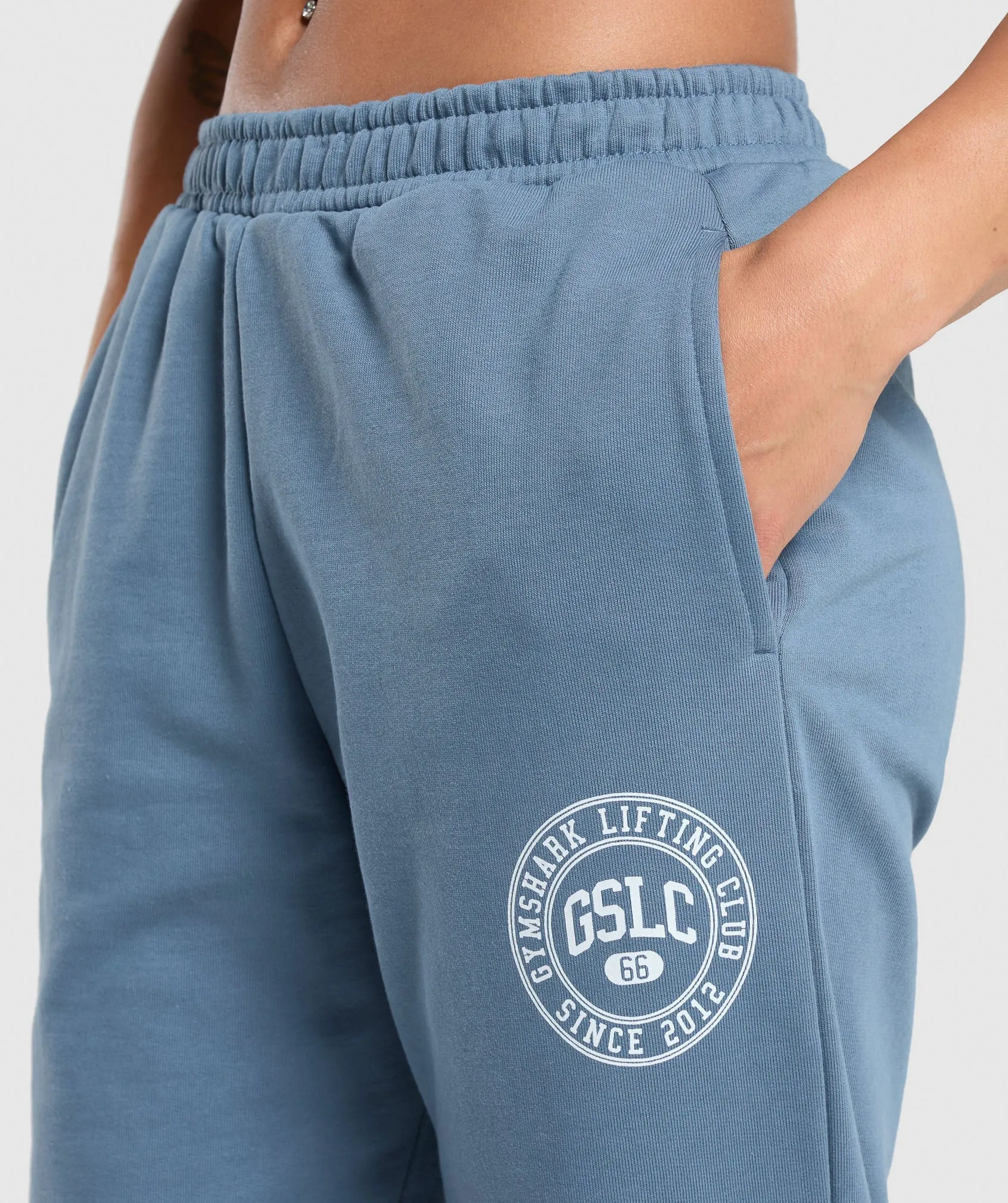 Gymshark GSLC Weight Graphic Pants - Faded Blue