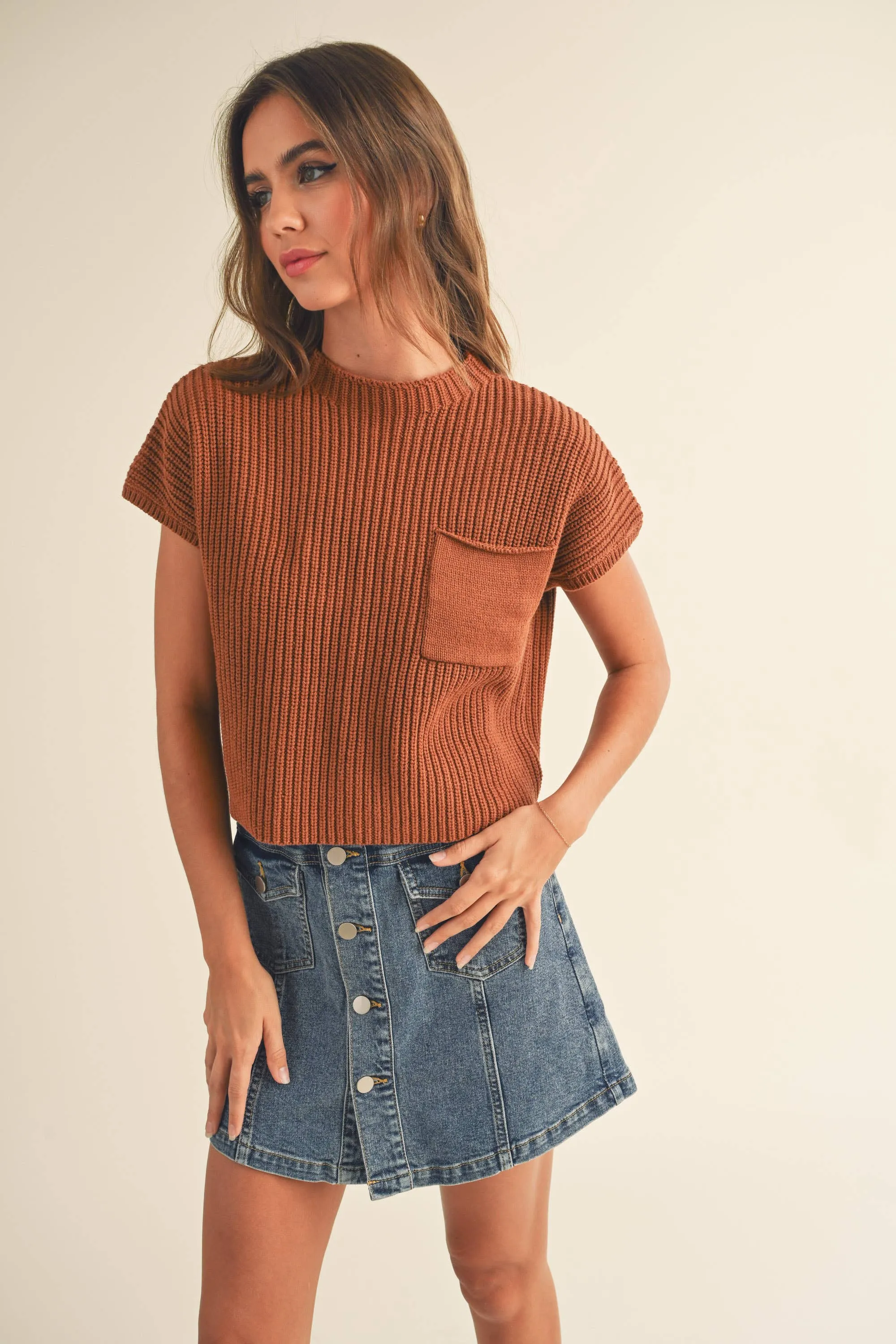 HALF HIGH NECK SWEATER VEST