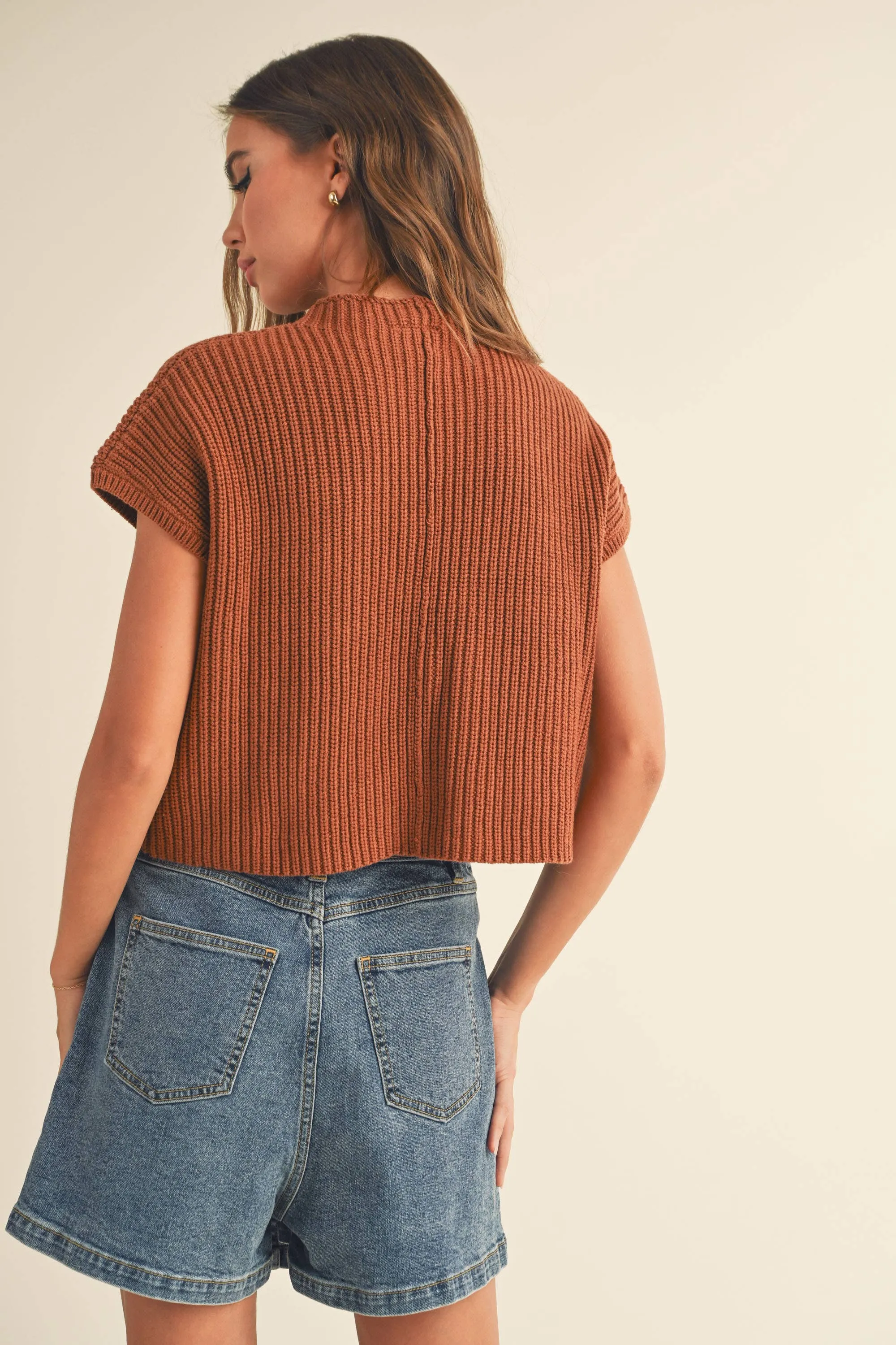 HALF HIGH NECK SWEATER VEST