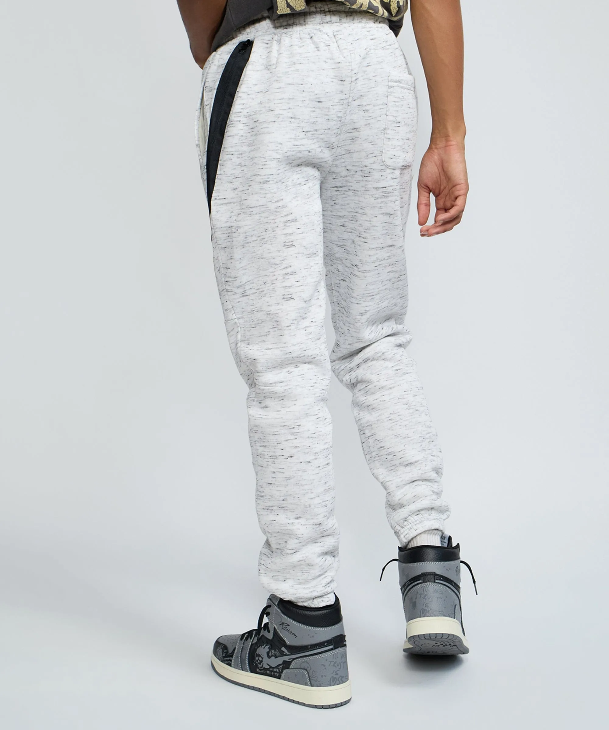 Haram Slim Fit Light Grey Jogger With Zip Detail - White