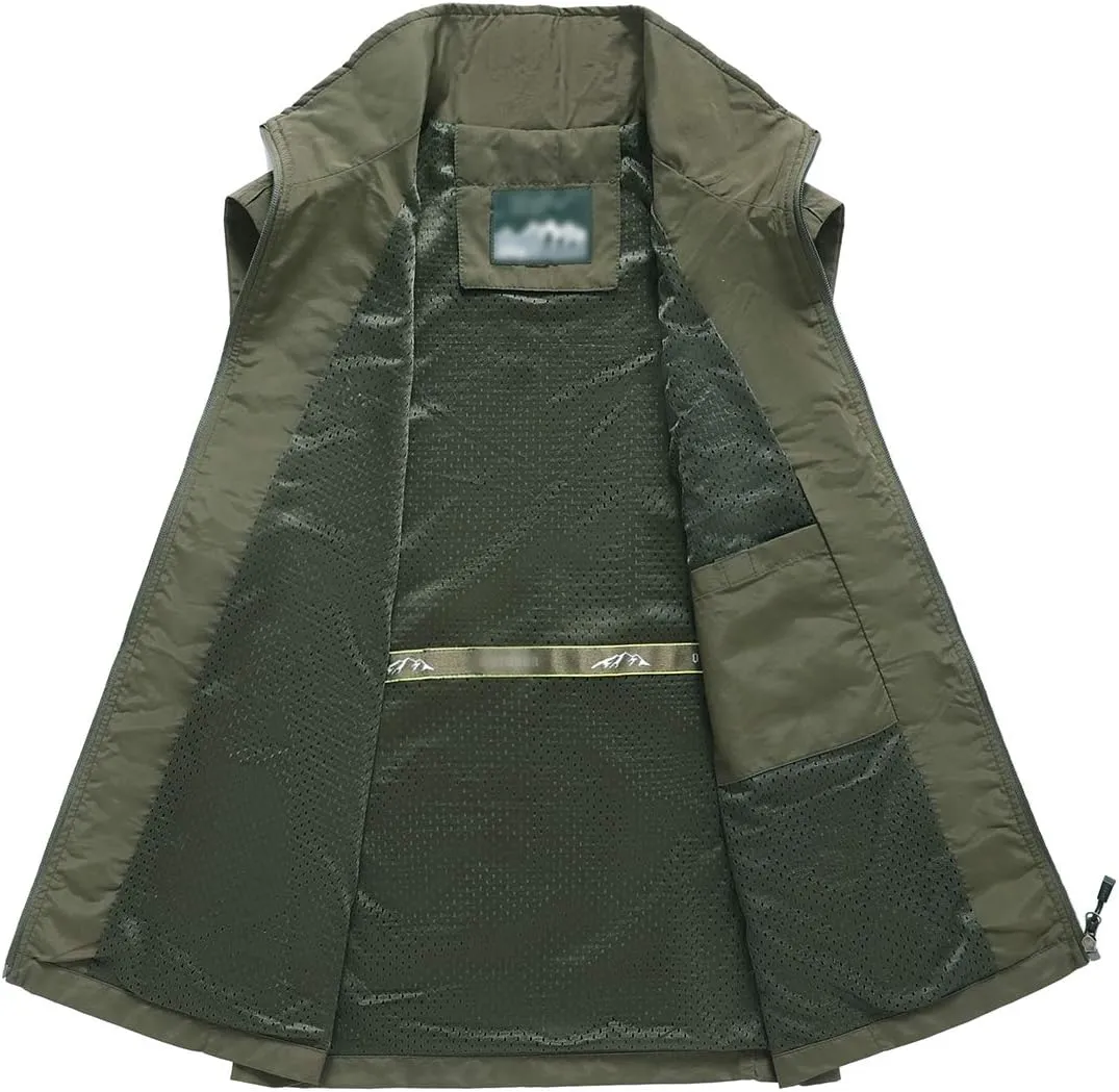 Hbufnha Men's Lightweight Vest Outdoor Windbreaker Vest Jacket For Golf Safari Travel Fishing Hiking Vest