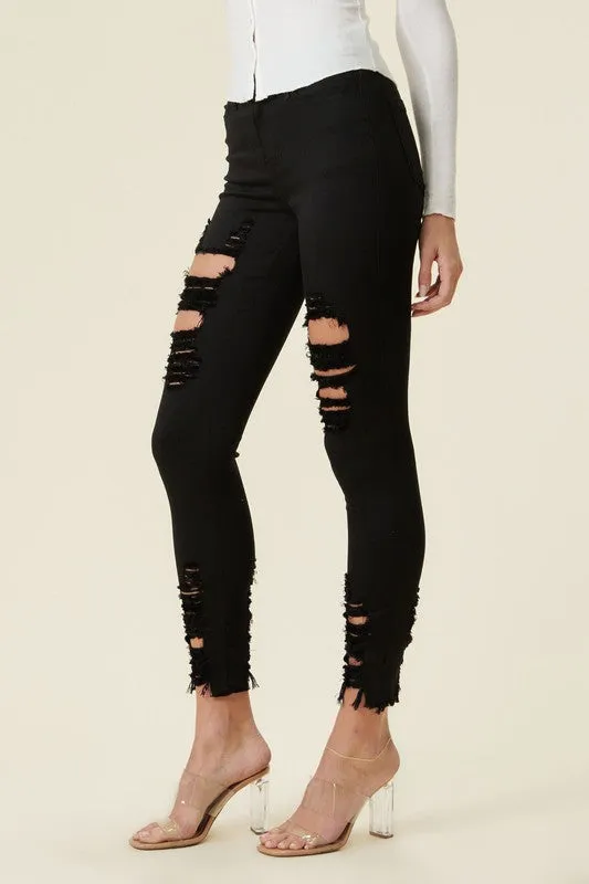 High Rise Distressed Skinny Jeans