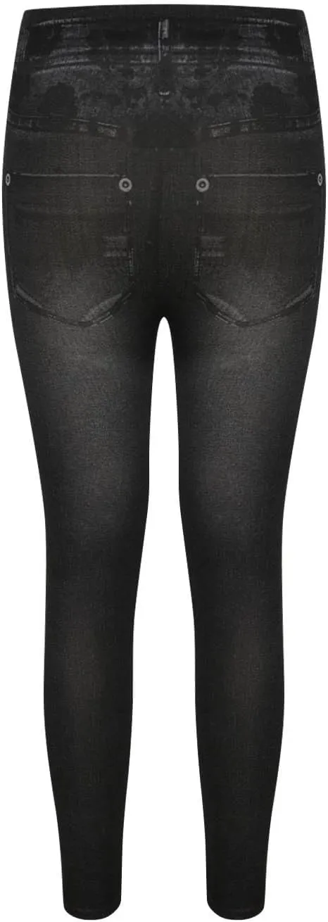 hlysgo Pull On Womens Jeans Leggings Stretchy High Waisted Skinny Denim Trouser Pants Trendy Jean Look Leggings