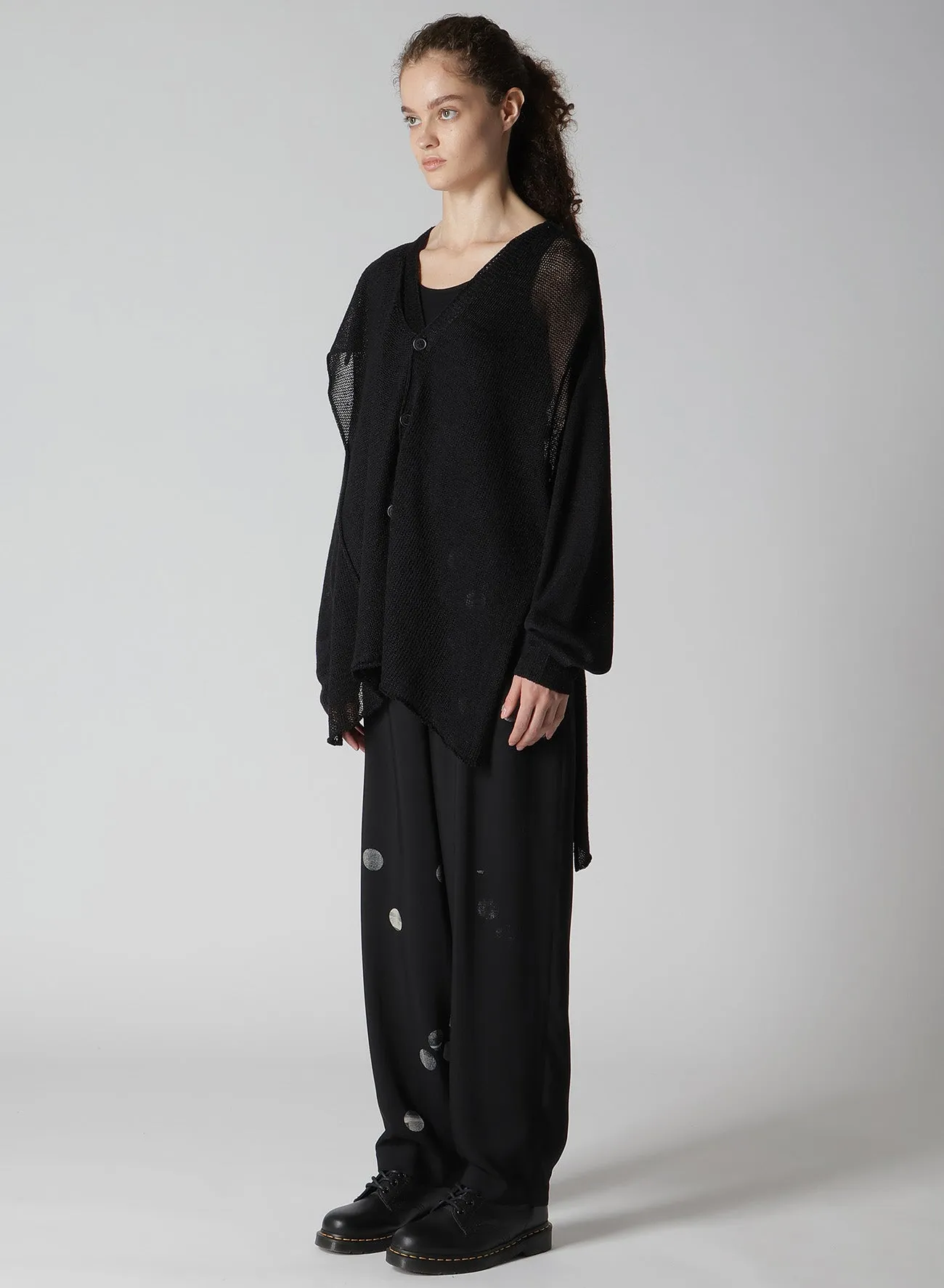 JERSEY BROAD STITCH ASYMMETRIC MIDDLE CARDIGAN