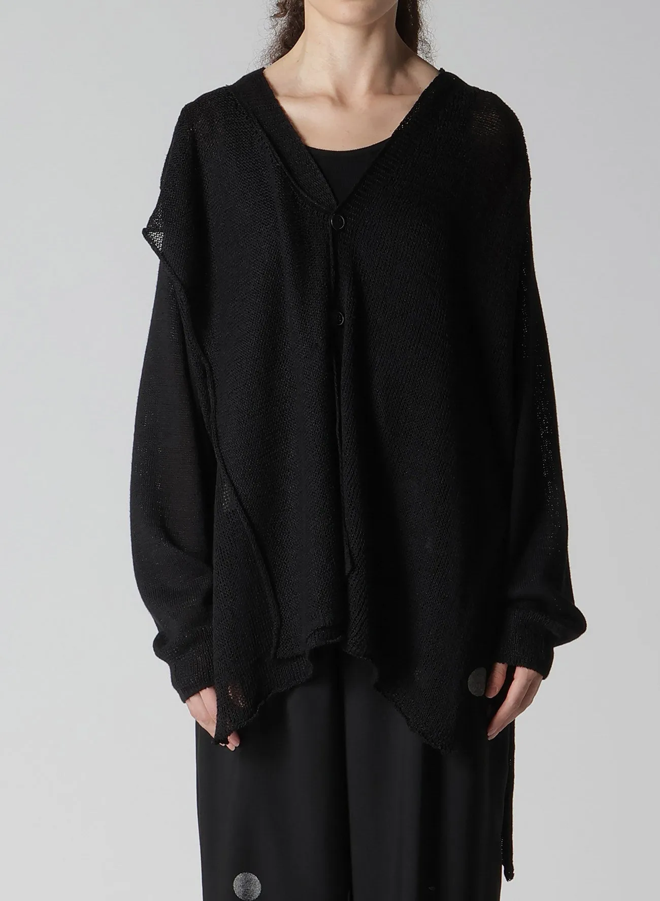JERSEY BROAD STITCH ASYMMETRIC MIDDLE CARDIGAN