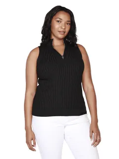 June Mock-Neck Zip Sweater | Black/Black/Silver