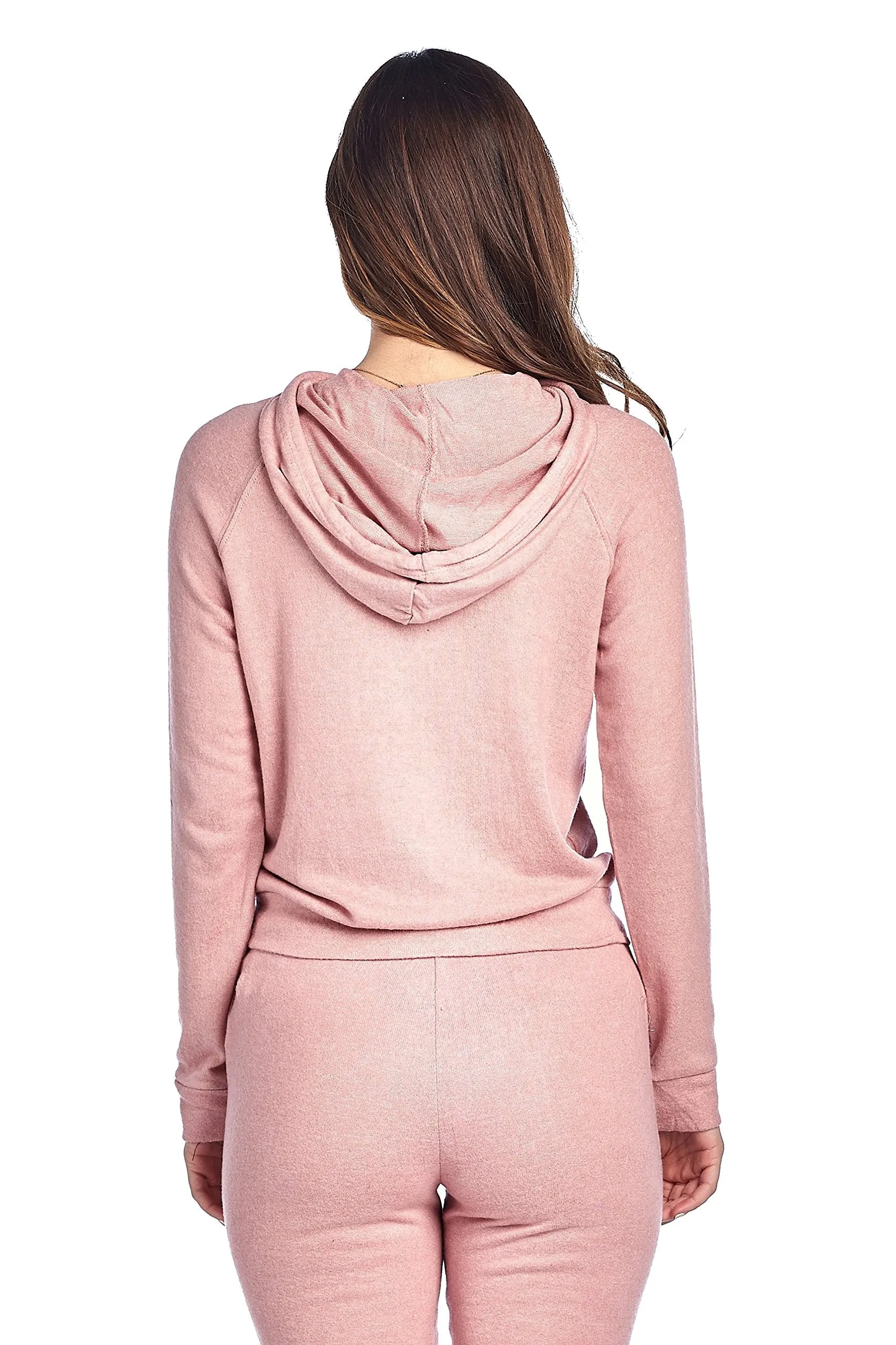 Khanomak Light Weight Long Sleeve Brushed Drawstring Hoodie Pullover Sweater Top