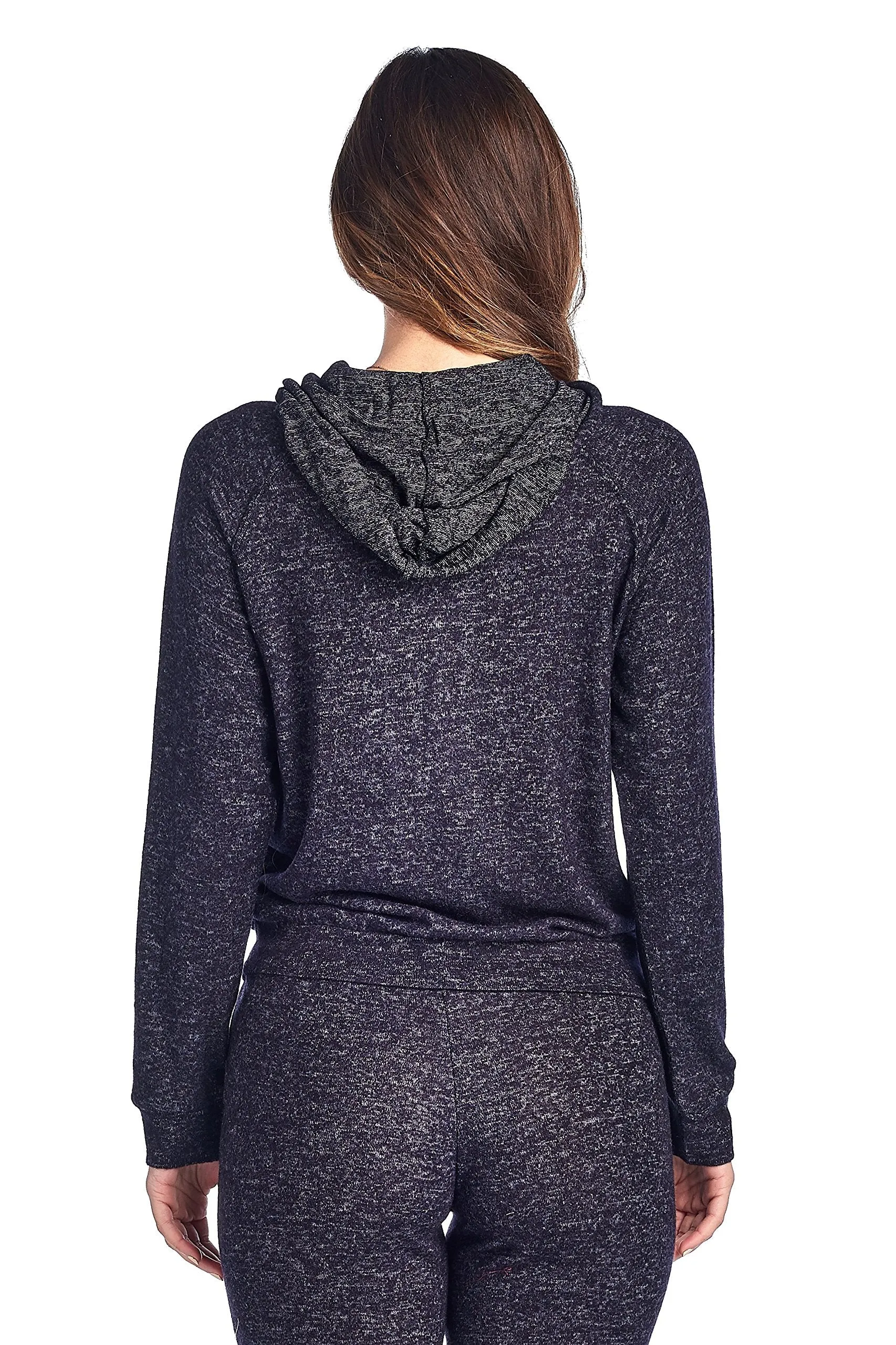 Khanomak Light Weight Long Sleeve Brushed Drawstring Hoodie Pullover Sweater Top