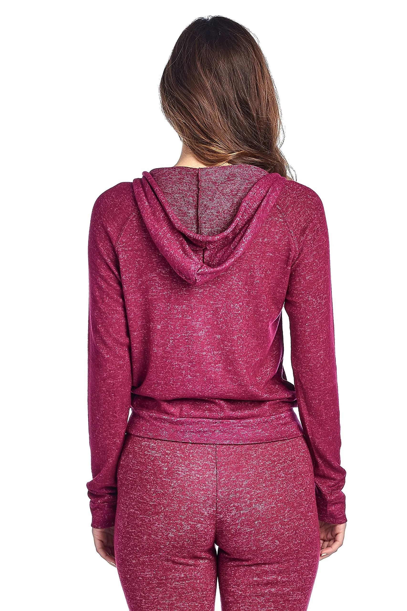 Khanomak Light Weight Long Sleeve Brushed Drawstring Hoodie Pullover Sweater Top