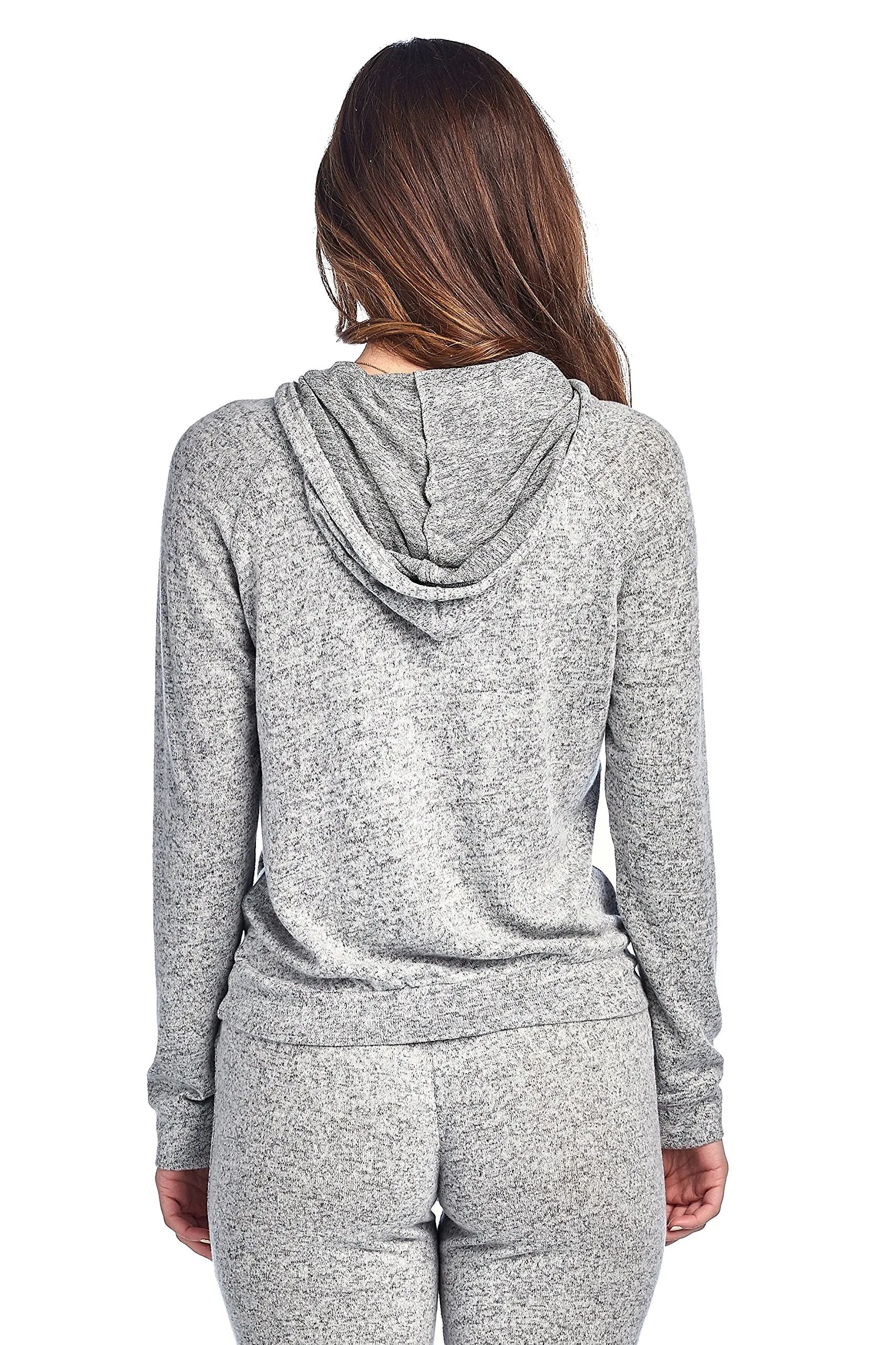 Khanomak Light Weight Long Sleeve Brushed Drawstring Hoodie Pullover Sweater Top
