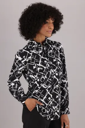 Kourtney long-sleeved shirt - black print