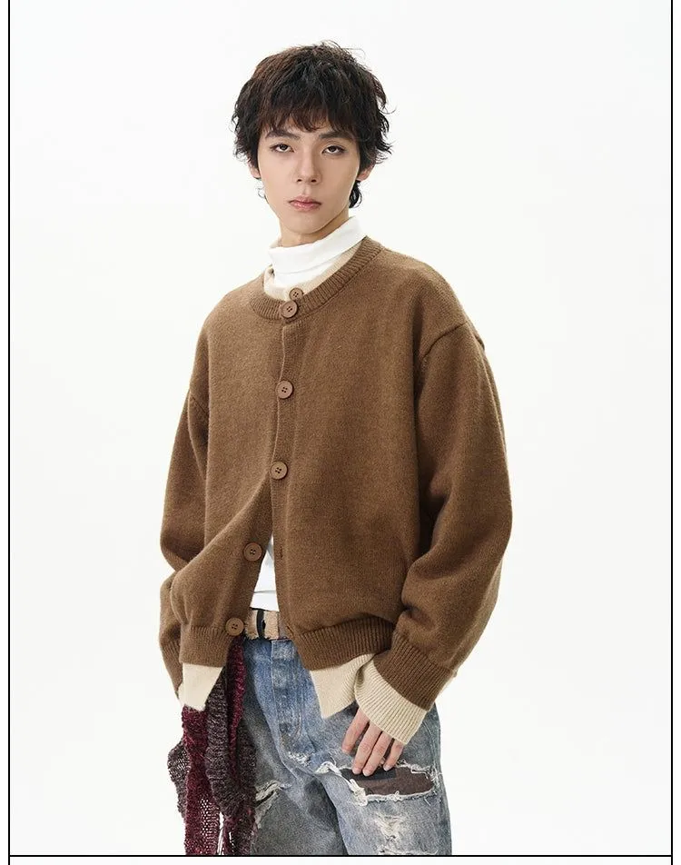 Layered Contrast Knit Cardigan