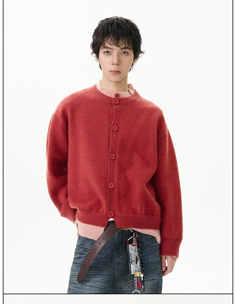 Layered Contrast Knit Cardigan