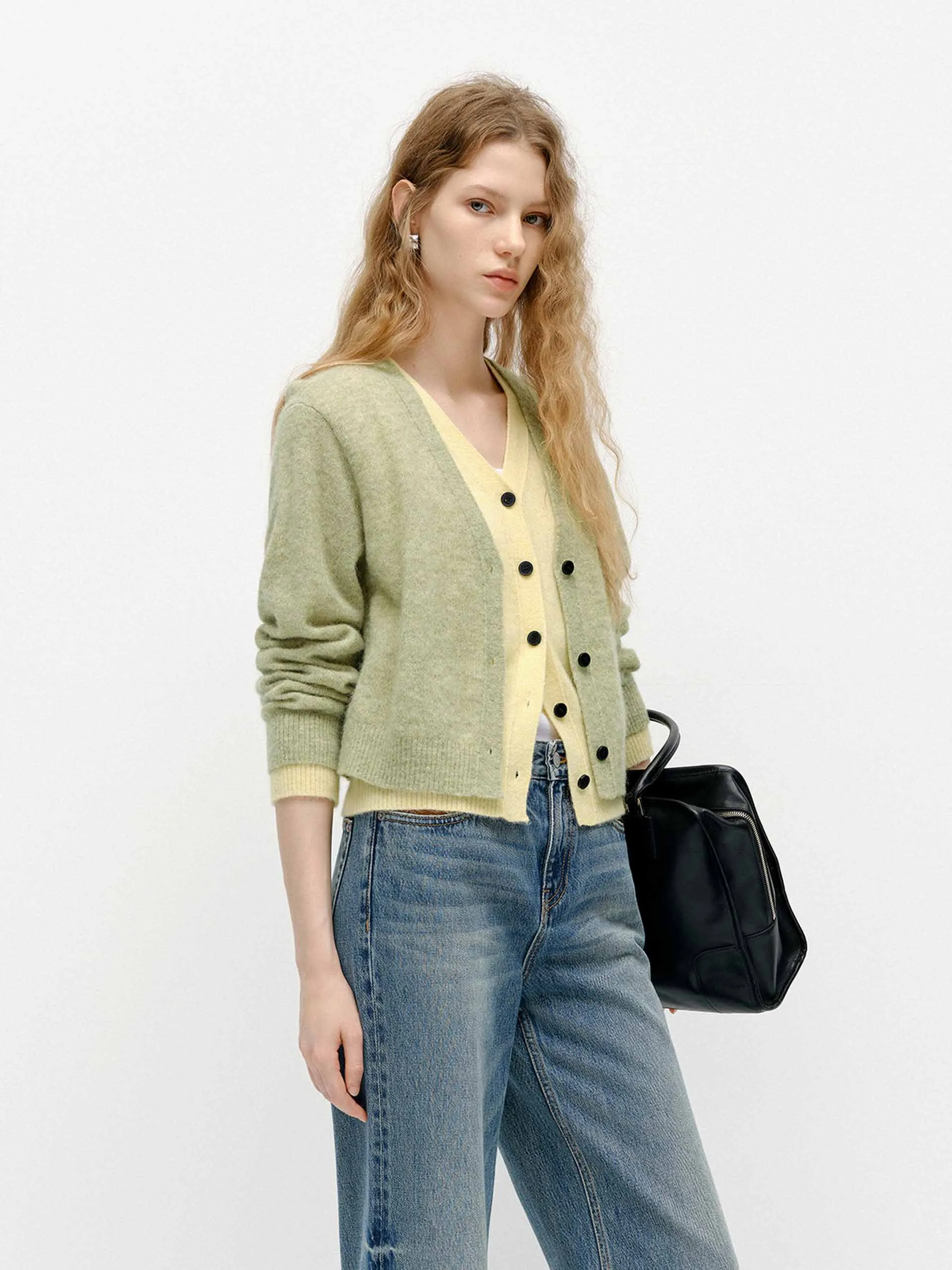 Layered Detail Cropped Cardigan