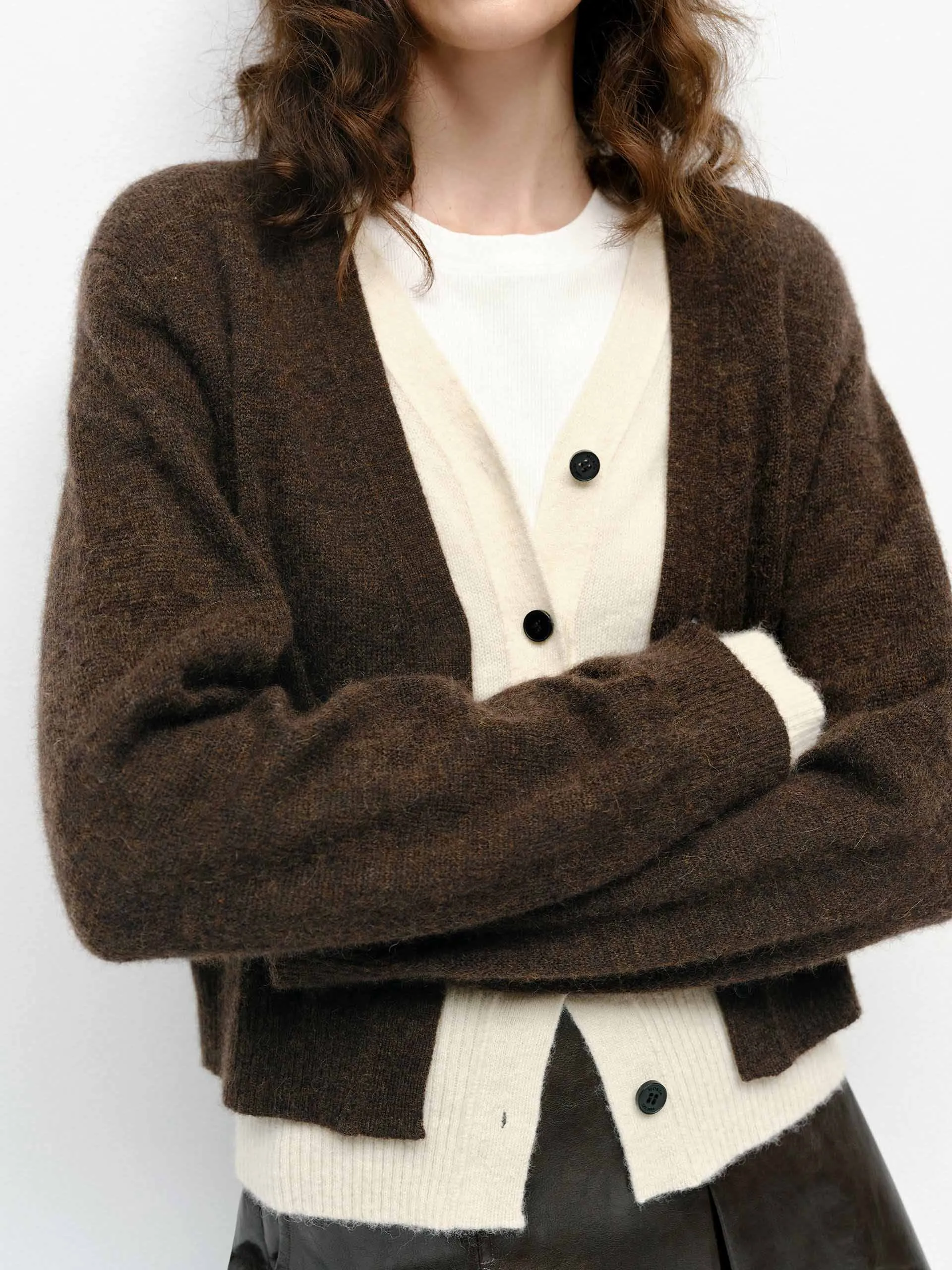 Layered Detail Cropped Cardigan
