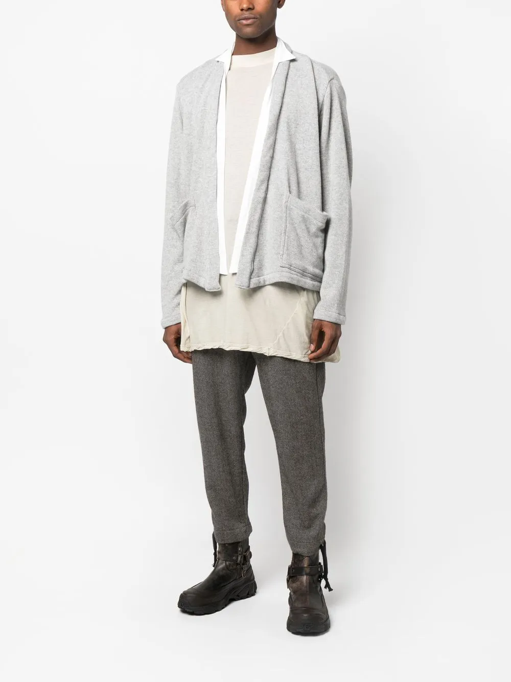 Layered Open-Front Cardigan