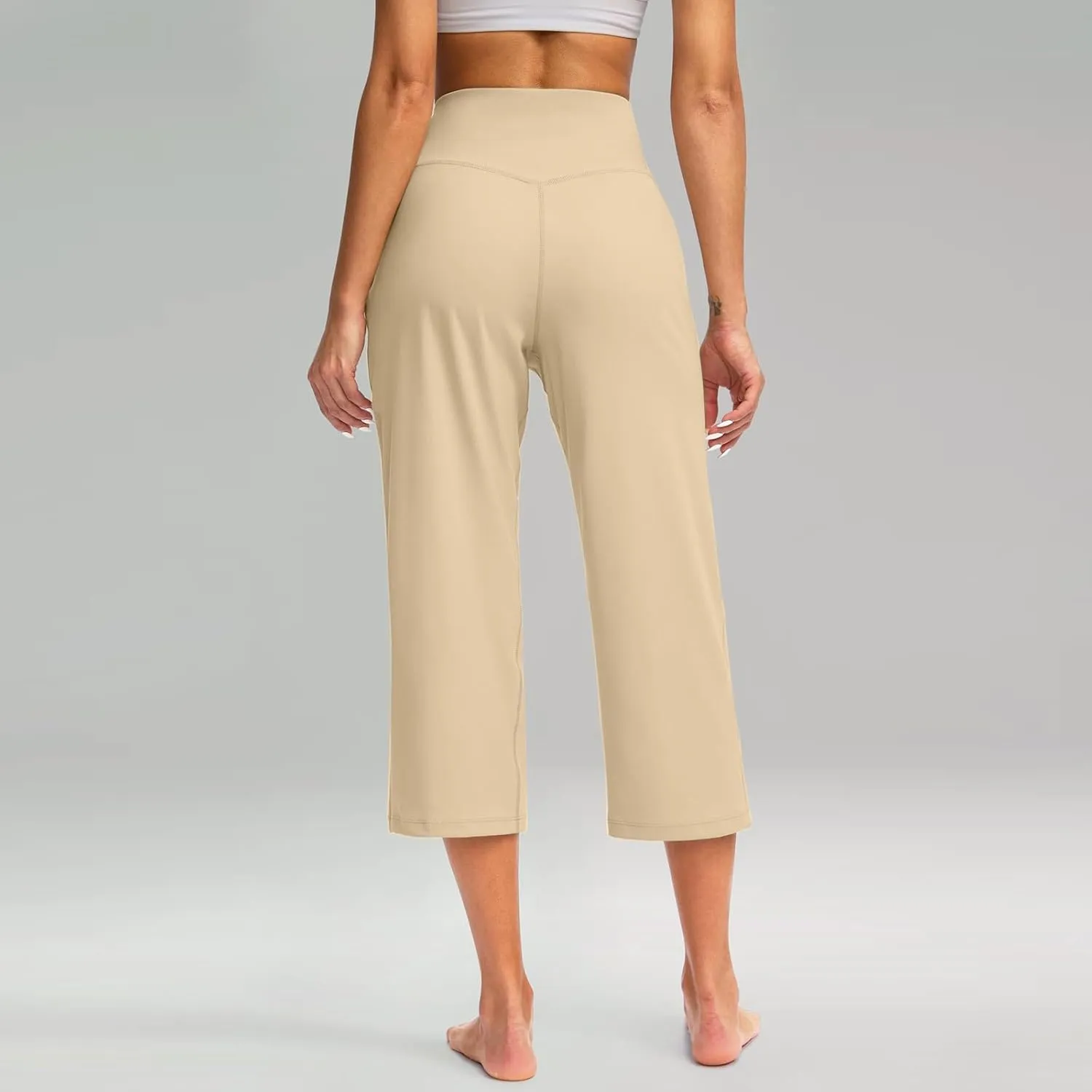 LCMTWX Capris for Women Pockets for Women Casual Stretch High Waisted Yoga Leggings Comfy Wide Leg Pants Womens Pull On