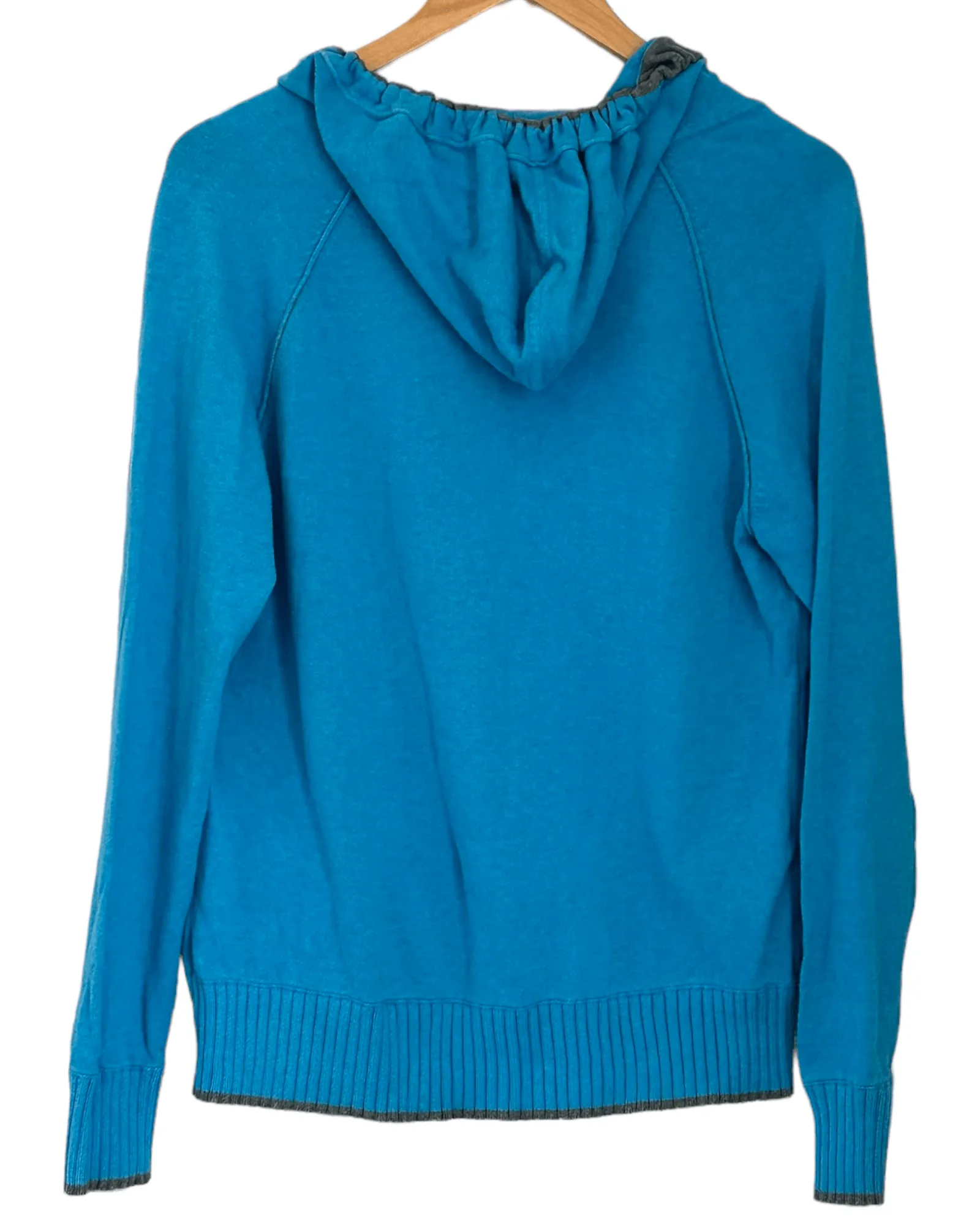 Light Summer Lagoon Hooded Split-Neck Sweater