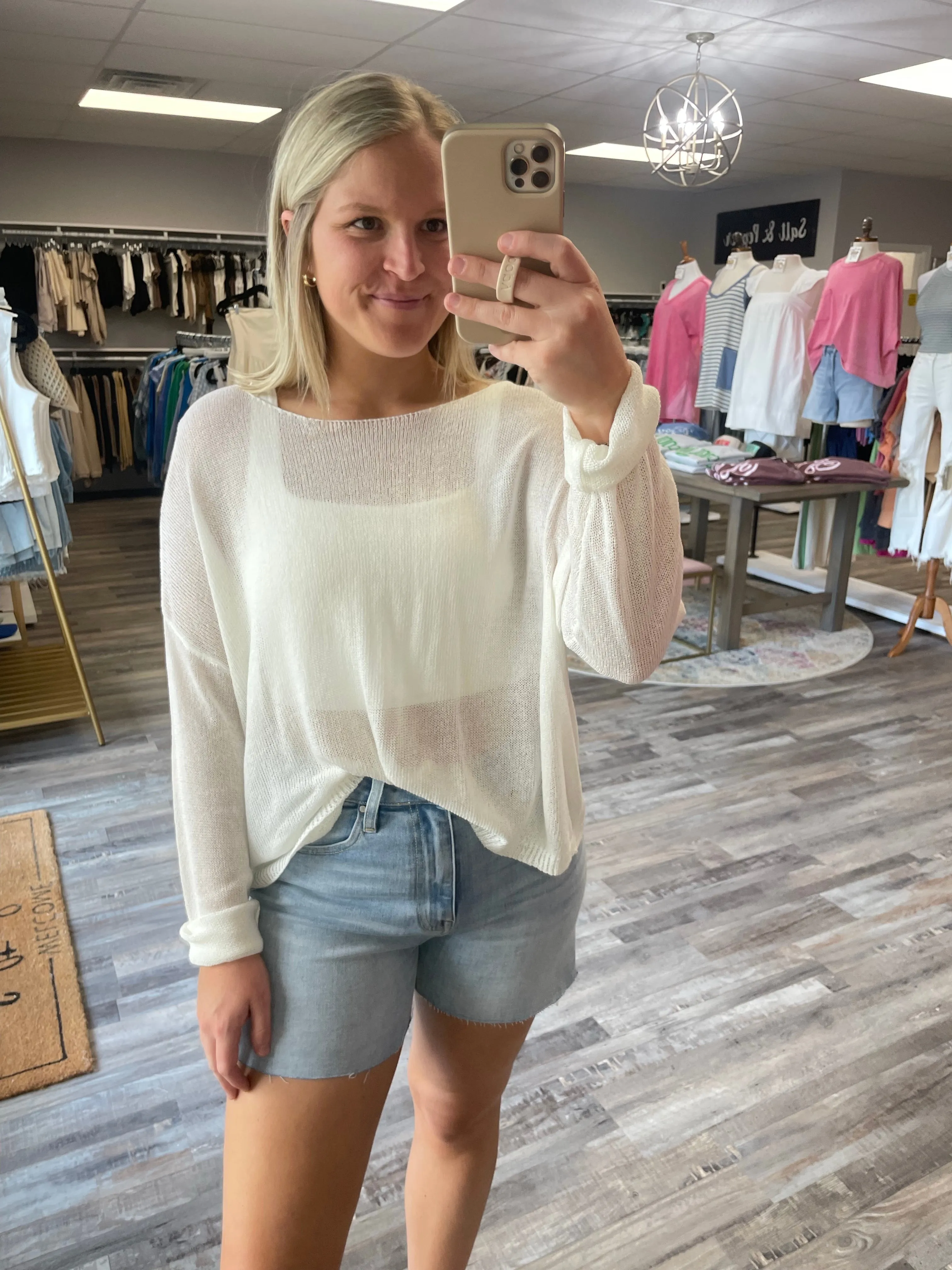 Lightweight Knit Sweater - White