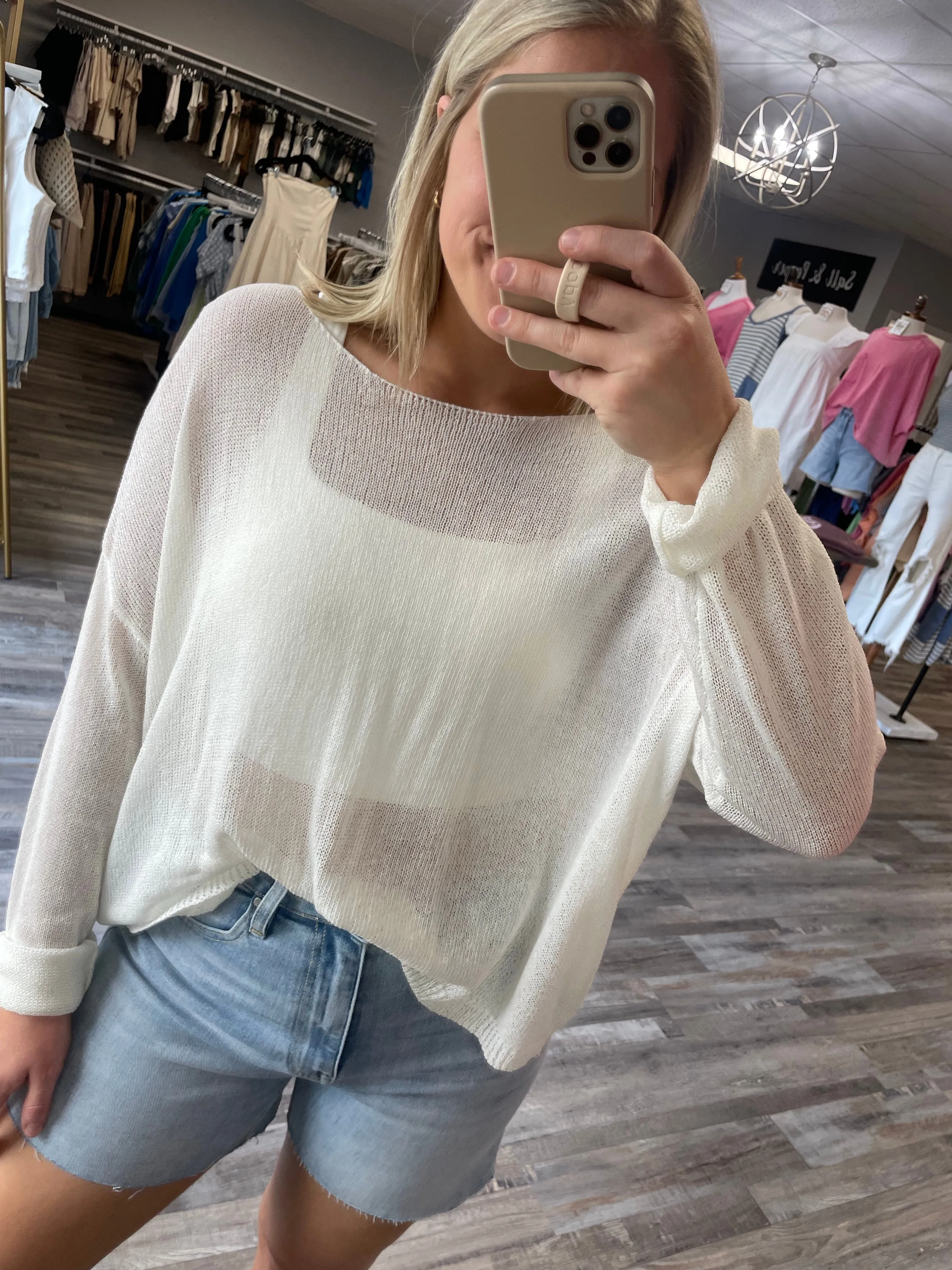 Lightweight Knit Sweater - White