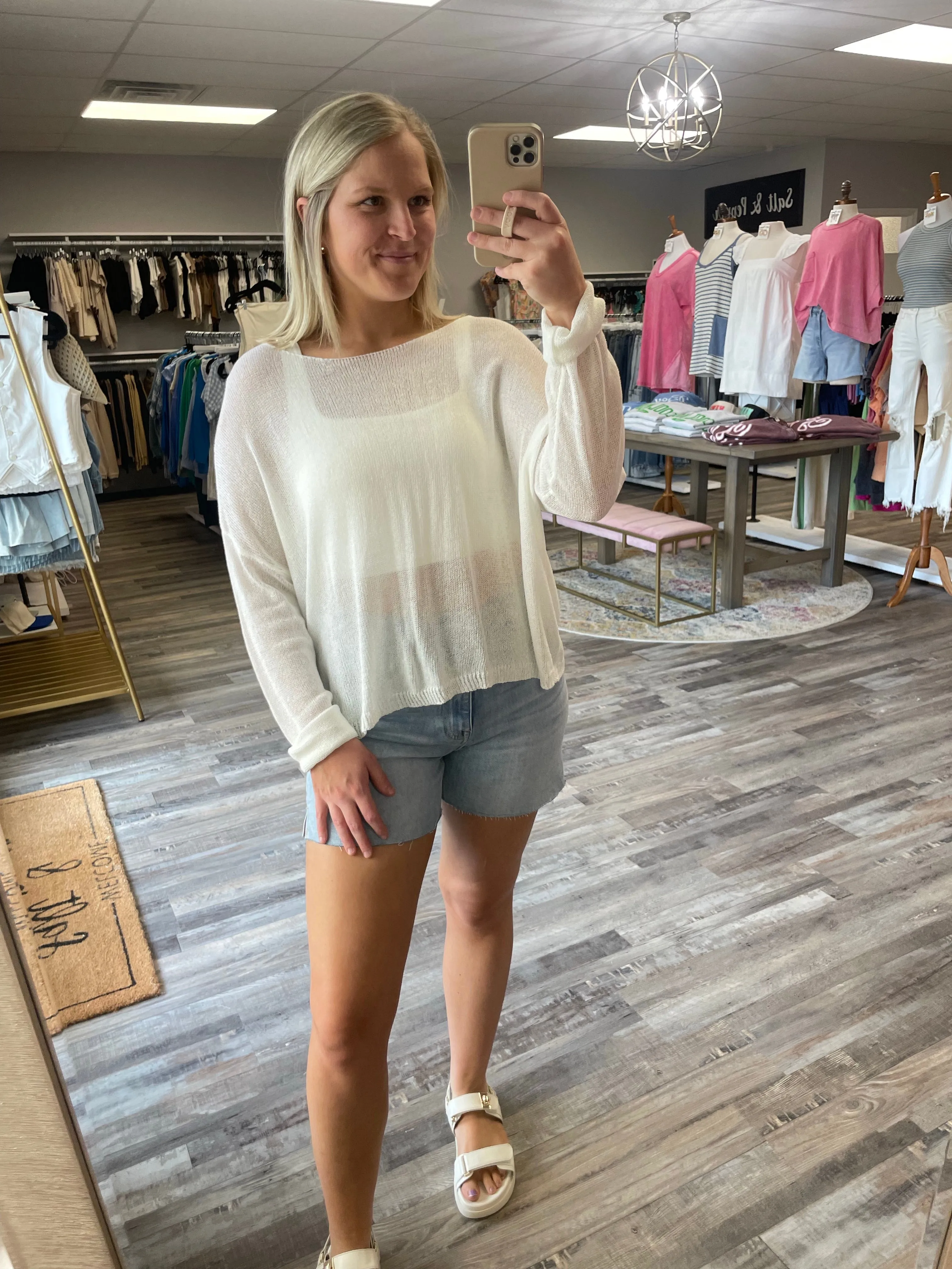 Lightweight Knit Sweater - White