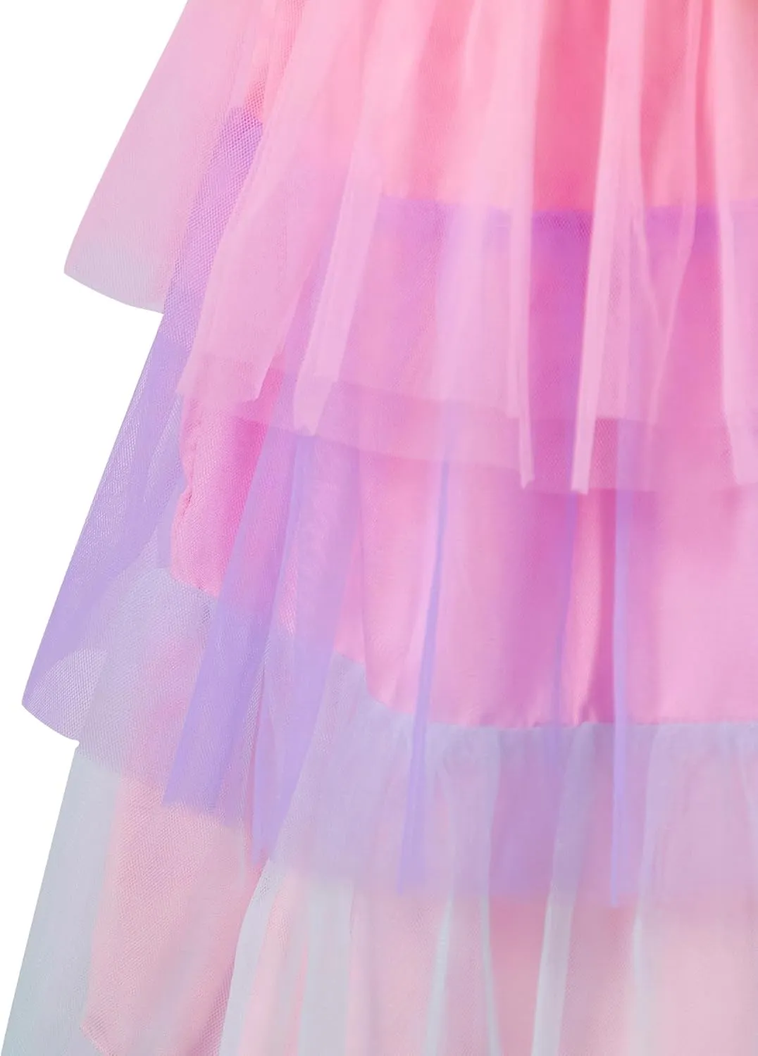 Little Girls Tulle Tutu Dress Toddler Summer Ruffle Sleeve Fluffy Tiered Dress Kids Birthday Party Outfits 2-7 Years