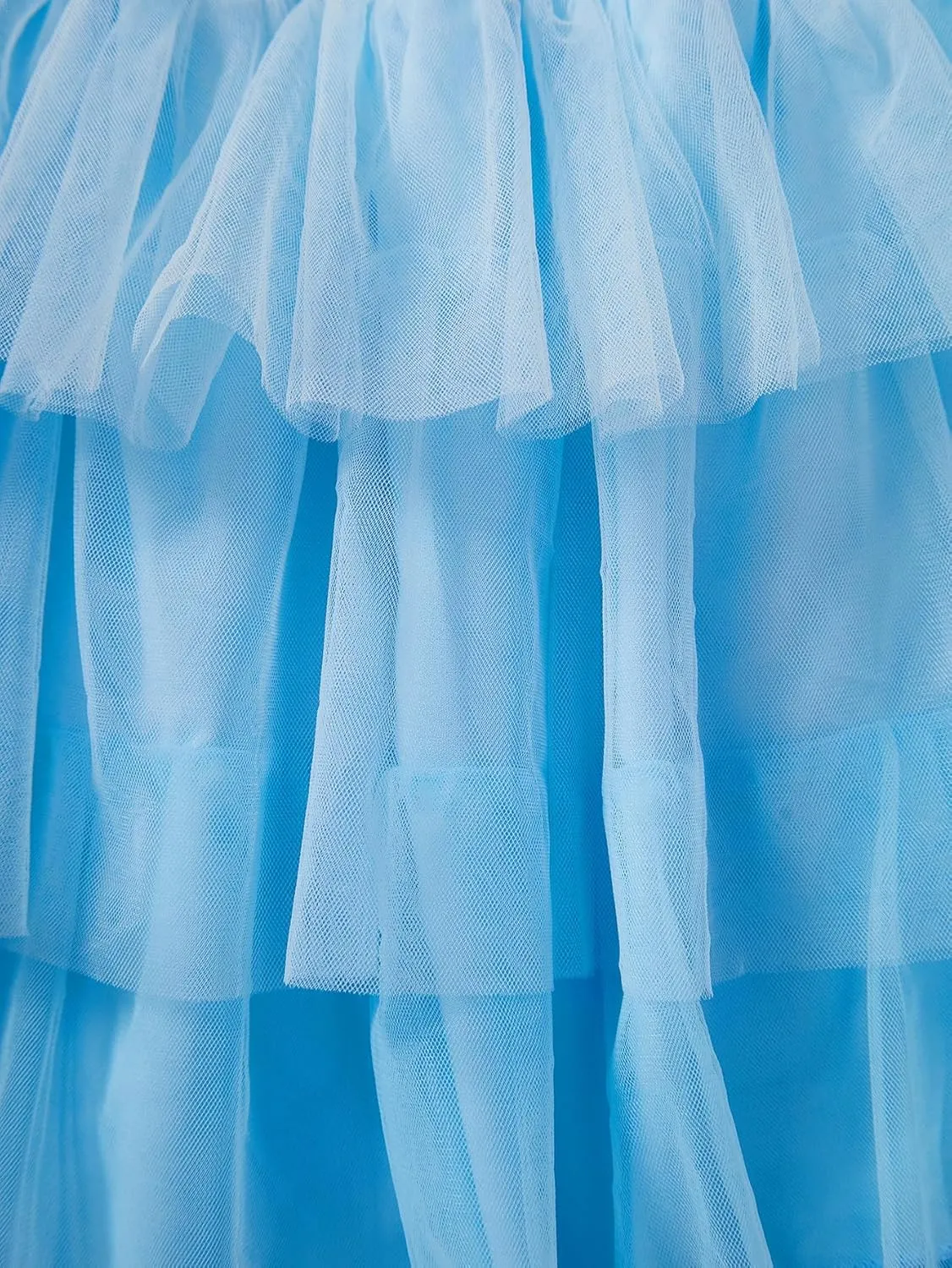 Little Girls Tulle Tutu Dress Toddler Summer Ruffle Sleeve Fluffy Tiered Dress Kids Birthday Party Outfits 2-7 Years