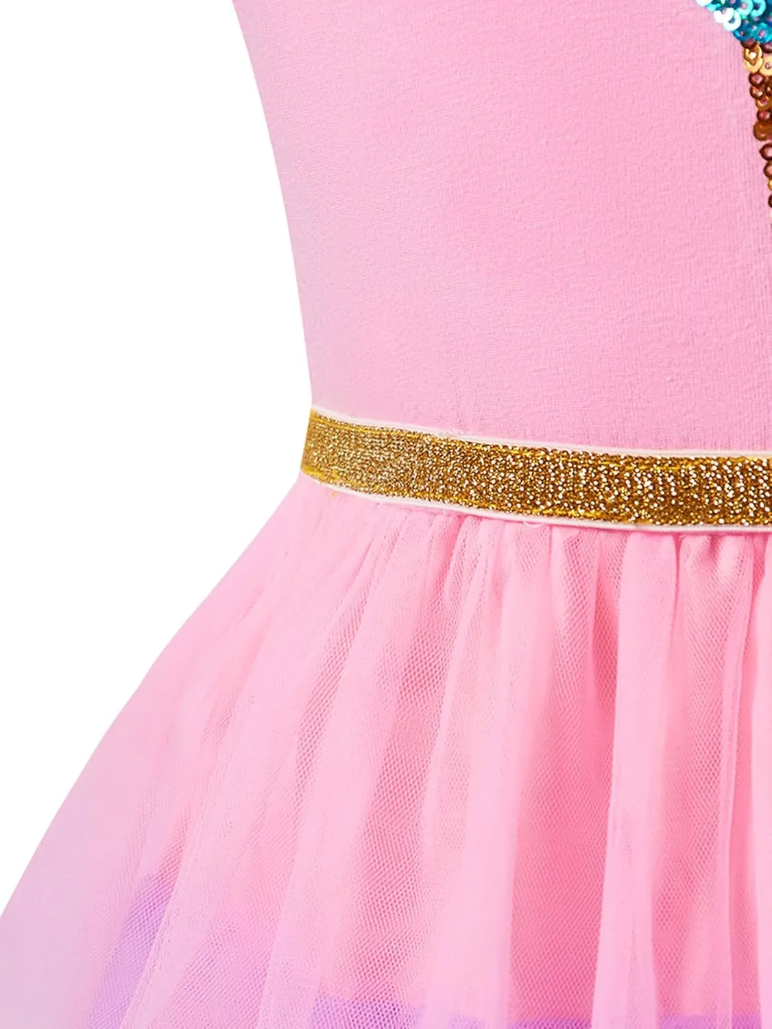 Little Girls Tulle Tutu Dress Toddler Summer Ruffle Sleeve Fluffy Tiered Dress Kids Birthday Party Outfits 2-7 Years