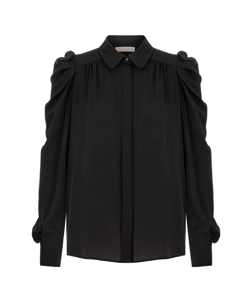 Machka  Classic Puff Sleeve Blouse Black