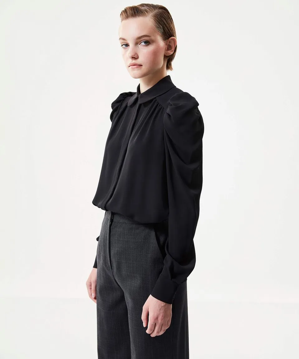 Machka  Classic Puff Sleeve Blouse Black