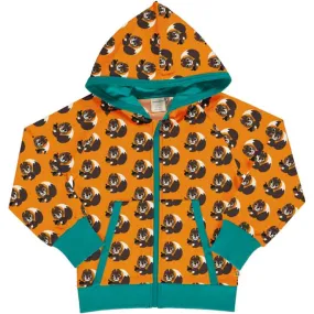 Maxomorra Sweat Hood Cardigan - Squirrel