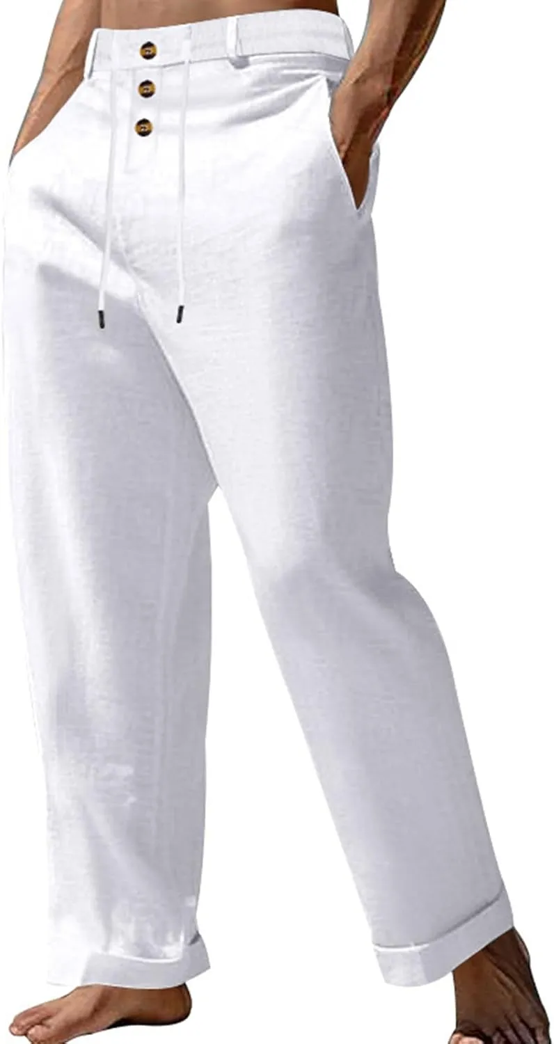Men's Baggy Wide Leg Pants Summer Elastic Waist Trendy Breathable Leisure Style Summer Comfy Fashion Trousers