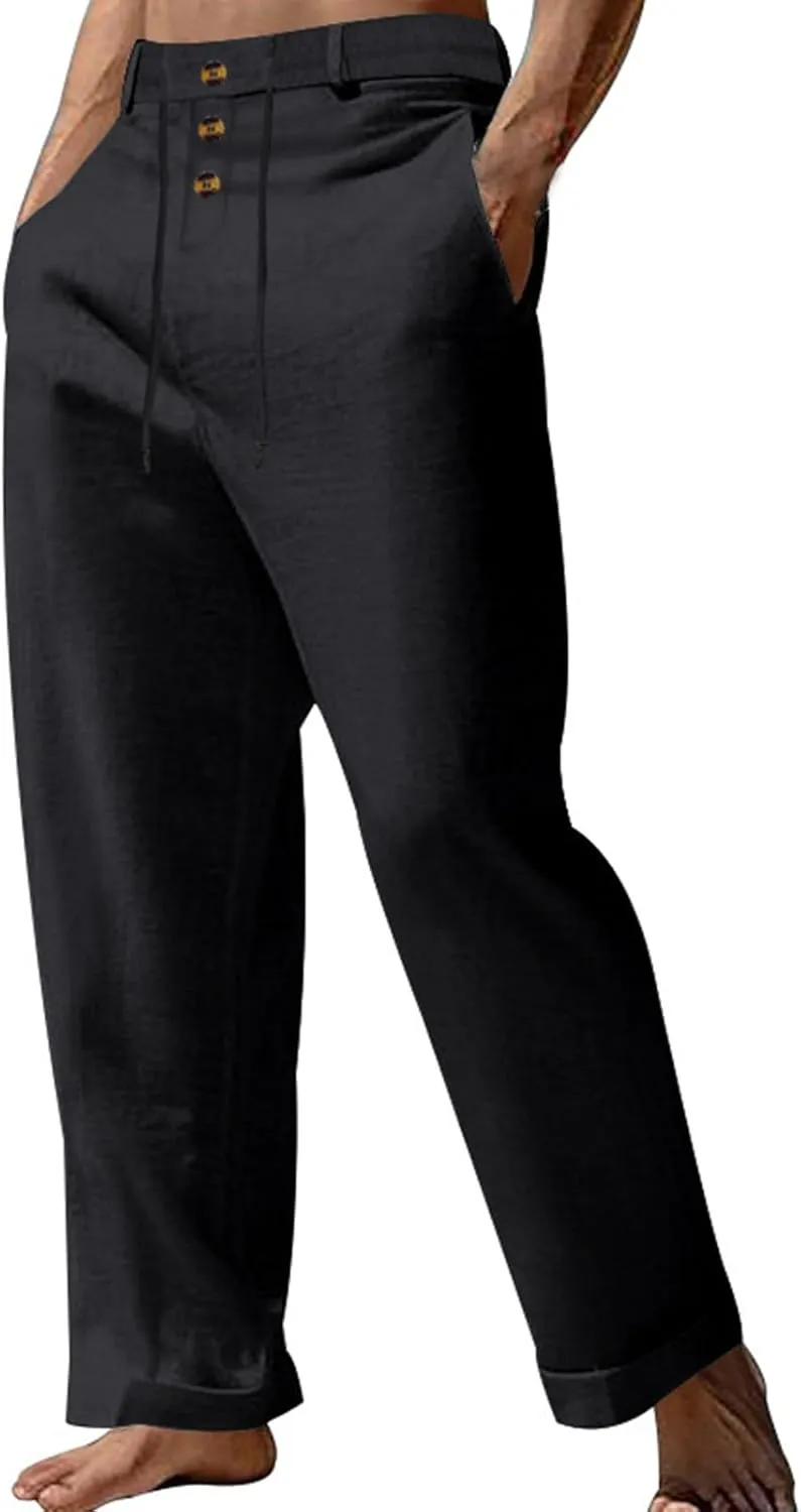Men's Baggy Wide Leg Pants Summer Elastic Waist Trendy Breathable Leisure Style Summer Comfy Fashion Trousers