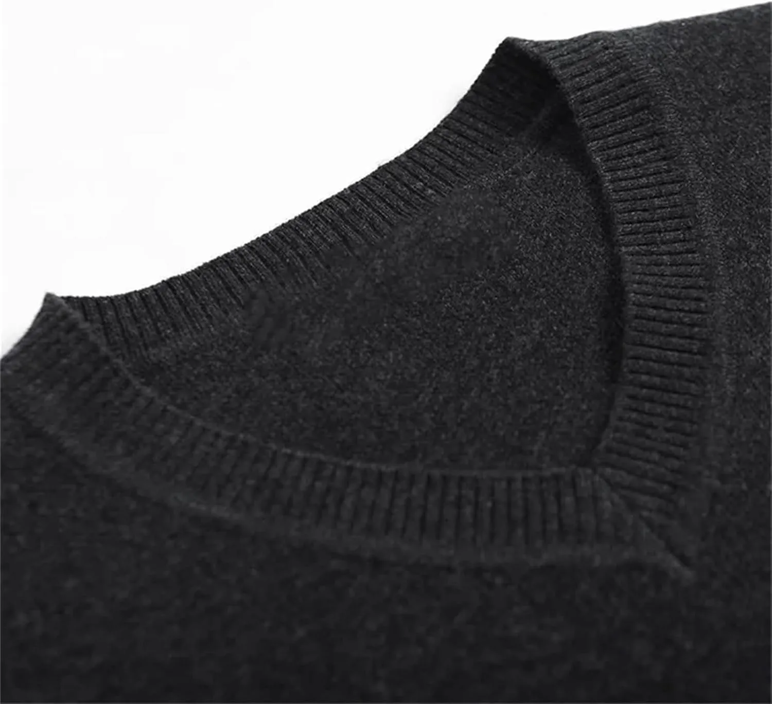 Men's Cotton Knitted Sweater Long Sleeve V-Neck Thin Slim Fit Business Casual Pullover Sweater