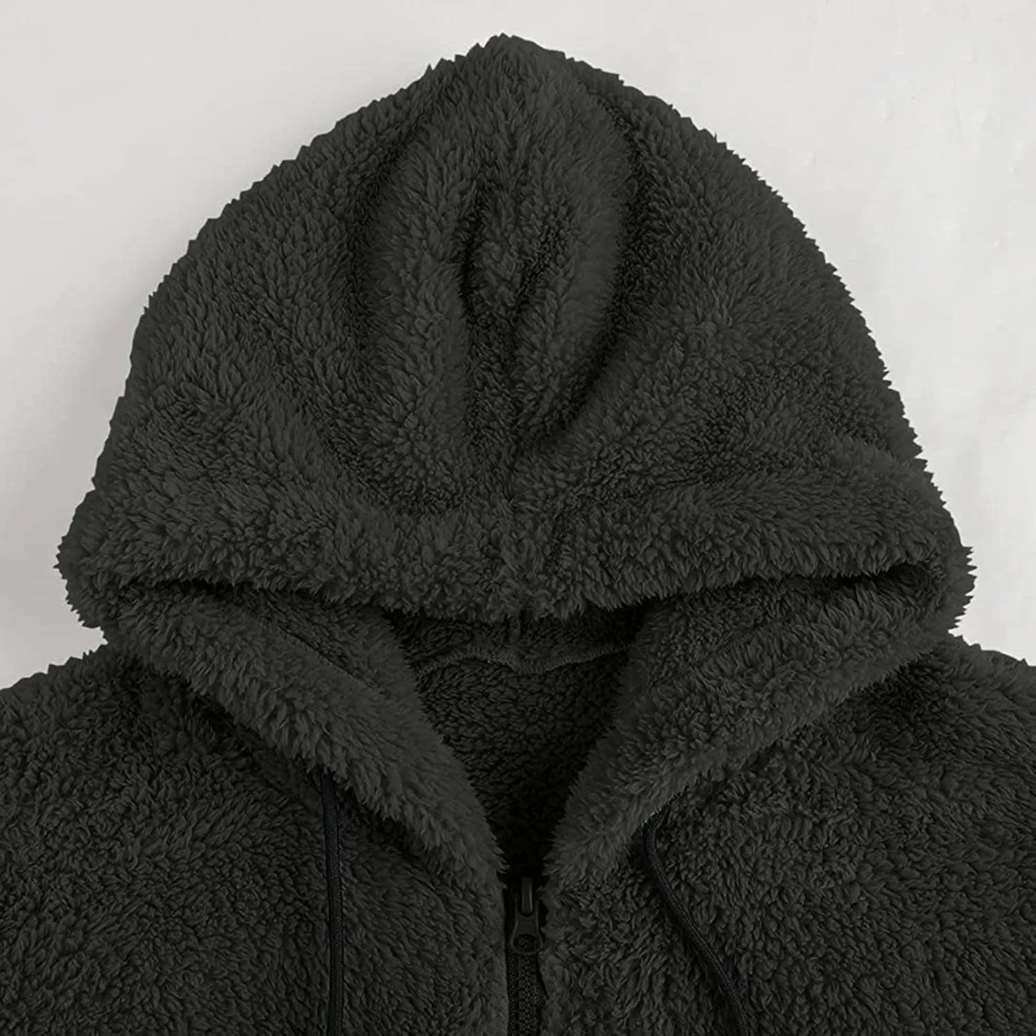 Mens Fuzzy Sherpa Jacket Hoodie Fluffy Fleece Open Front Cardigan Full Zip Up Soft Coat Fall Outwear with Pockets