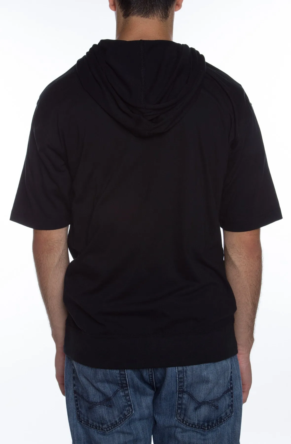 Men's S/S Zip Beach Jersey Hoodie Black