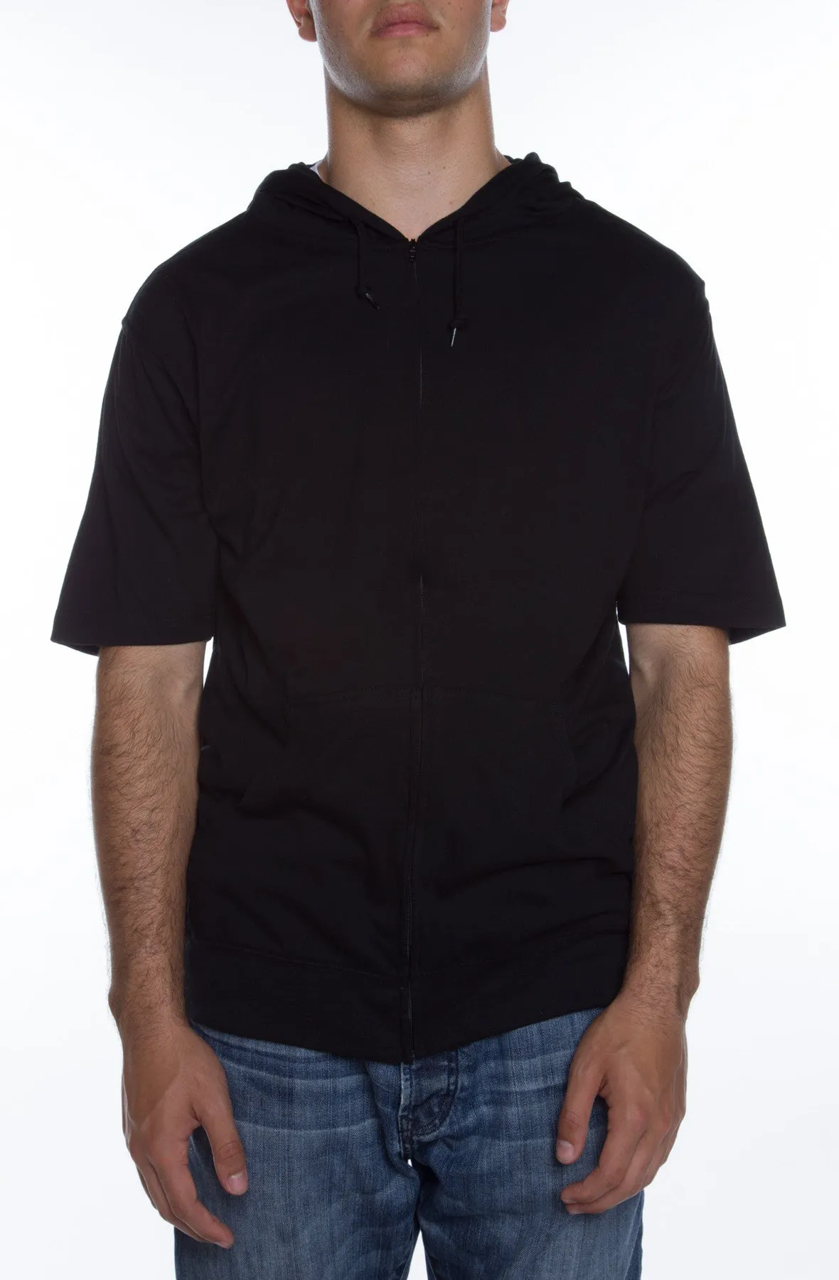 Men's S/S Zip Beach Jersey Hoodie Black
