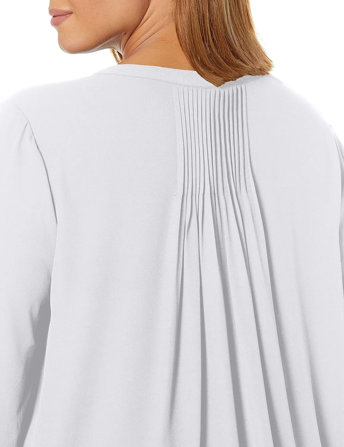 NYDJ Women’s Three-Quarter Sleeve Pintuck Blouse | Classic Lightweight Top
