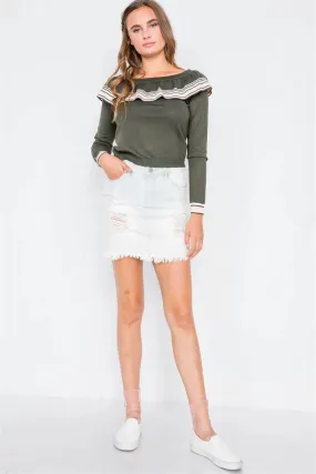 Olive Pink Colorblock Long Sleeve Knit Sweater /2-2