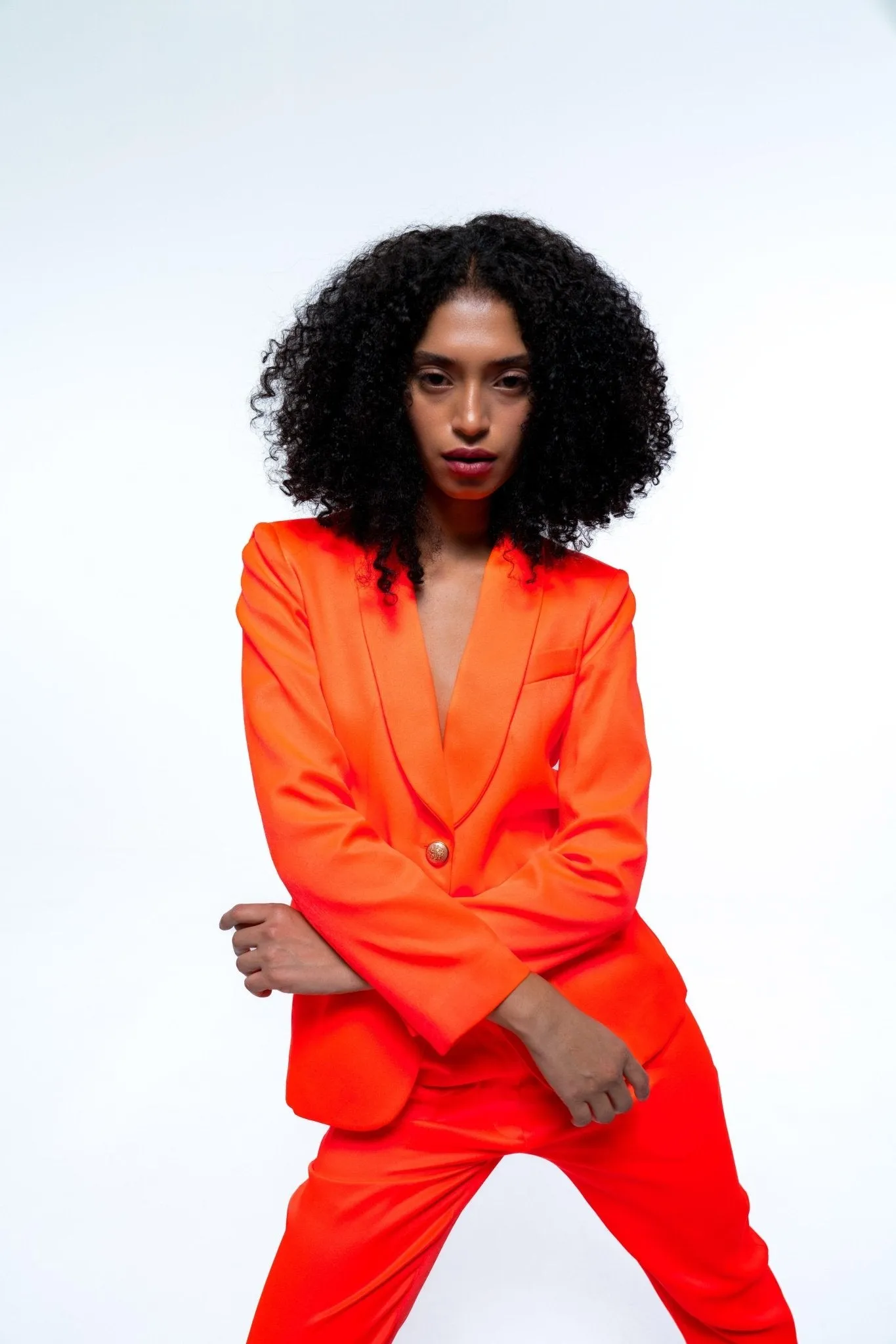 ORANGE SINGLE BREASTED BLAZER