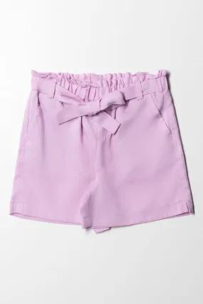 Plain Lilac Linen Short