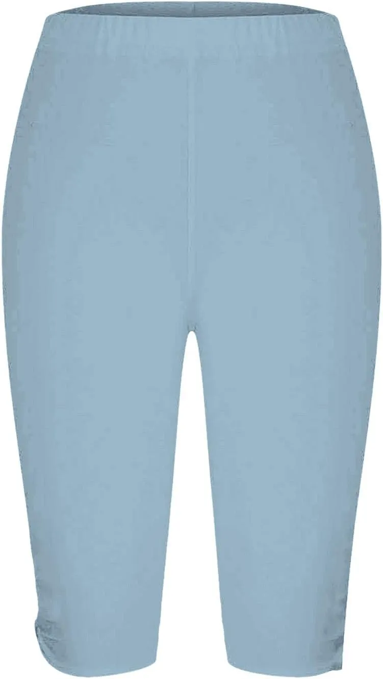 Plus Size Leggings Printed Stretch High Waist Elastic Cropped Pants Resort Beach Leggings Leggings with Pockets