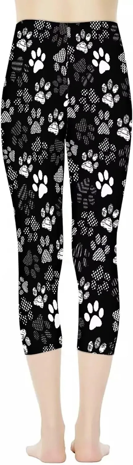 Poceacles Womens Capri Yoga Leggings, Butt Lift High Waisted Tummy Control Leggings Sports Workout Stretchy Yoga Pants