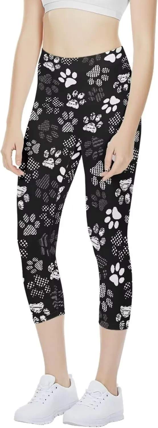 Poceacles Womens Capri Yoga Leggings, Butt Lift High Waisted Tummy Control Leggings Sports Workout Stretchy Yoga Pants