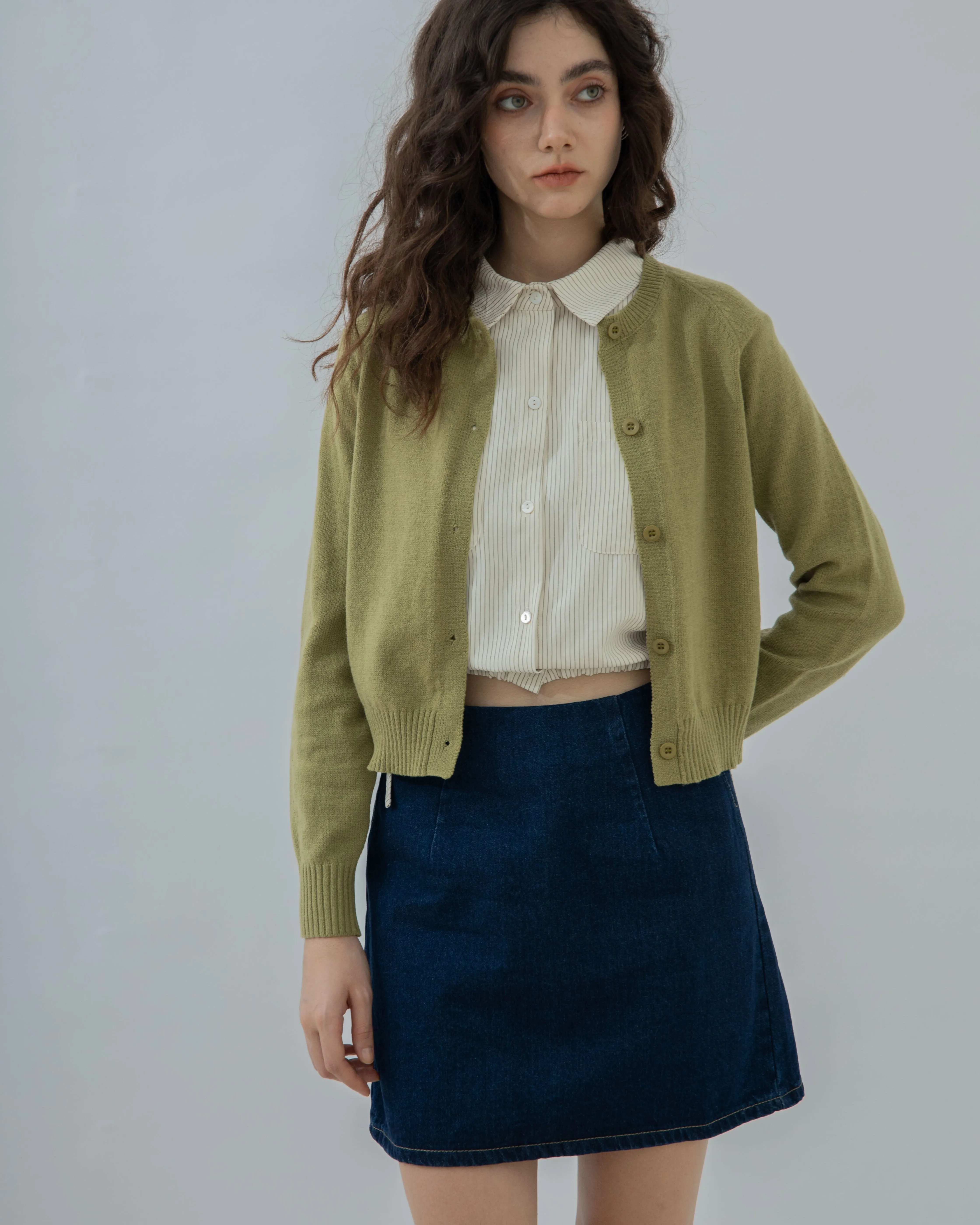 Relaxed Knit Cardigan (Green)