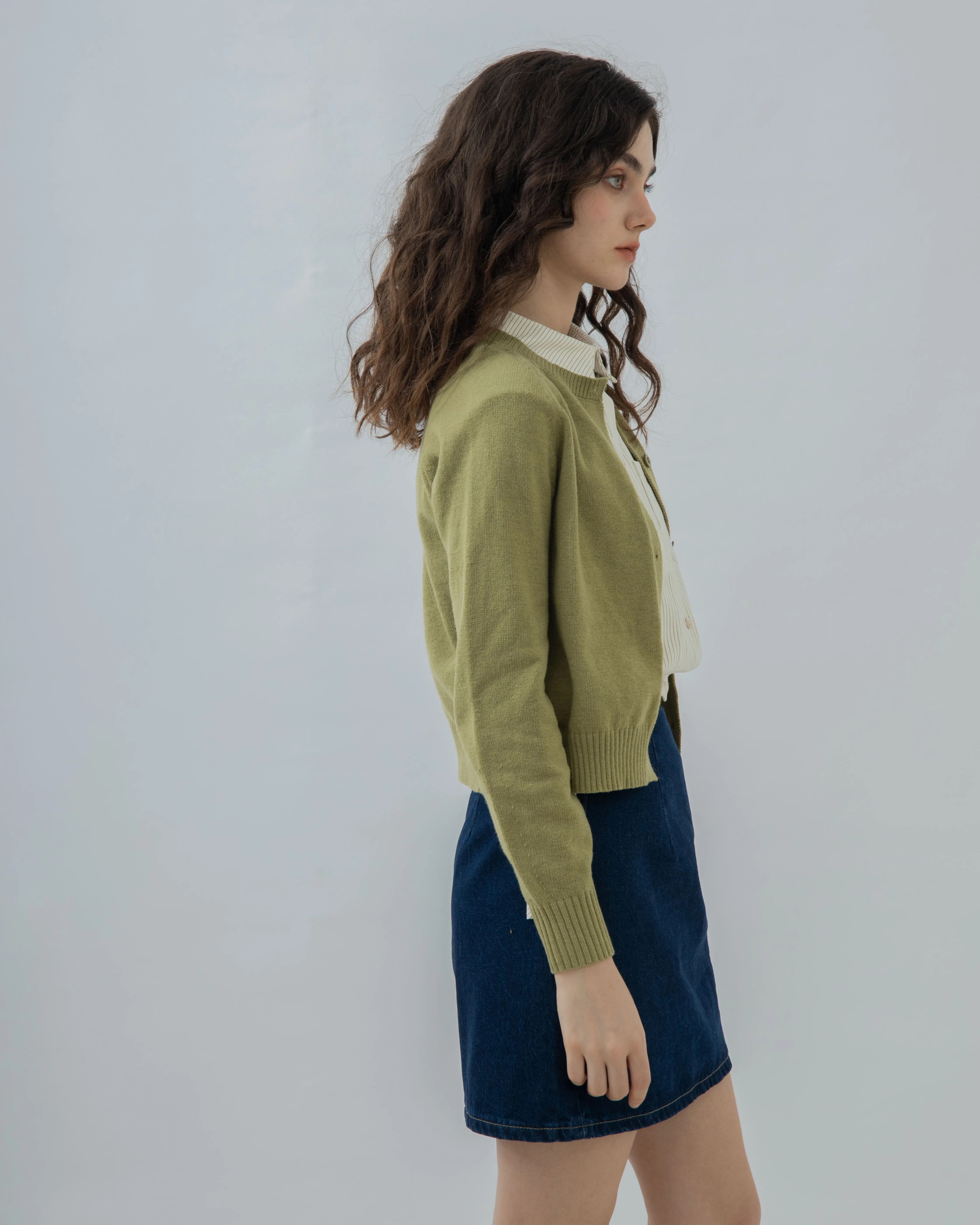 Relaxed Knit Cardigan (Green)