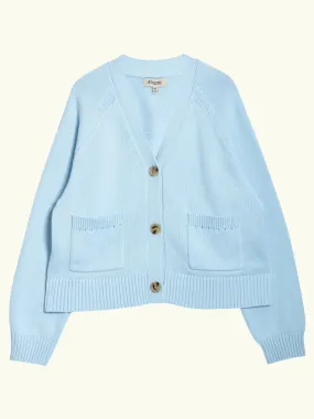 Relaxed V Neck Cardigan - Light Blue