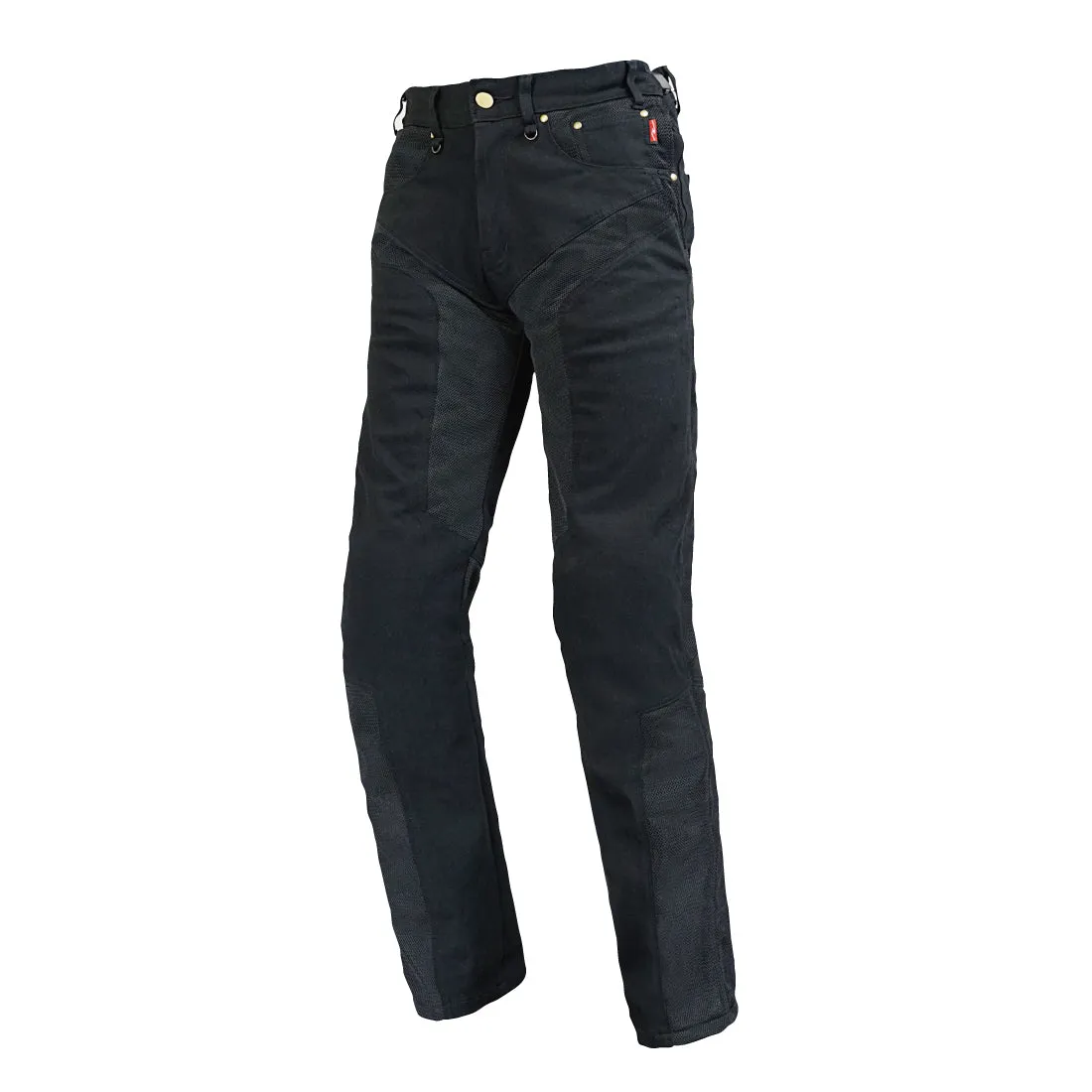 ROUGH AND ROAD HALF MESH STRETCH BLACK DENIM PANTS LF[RR7509LF]